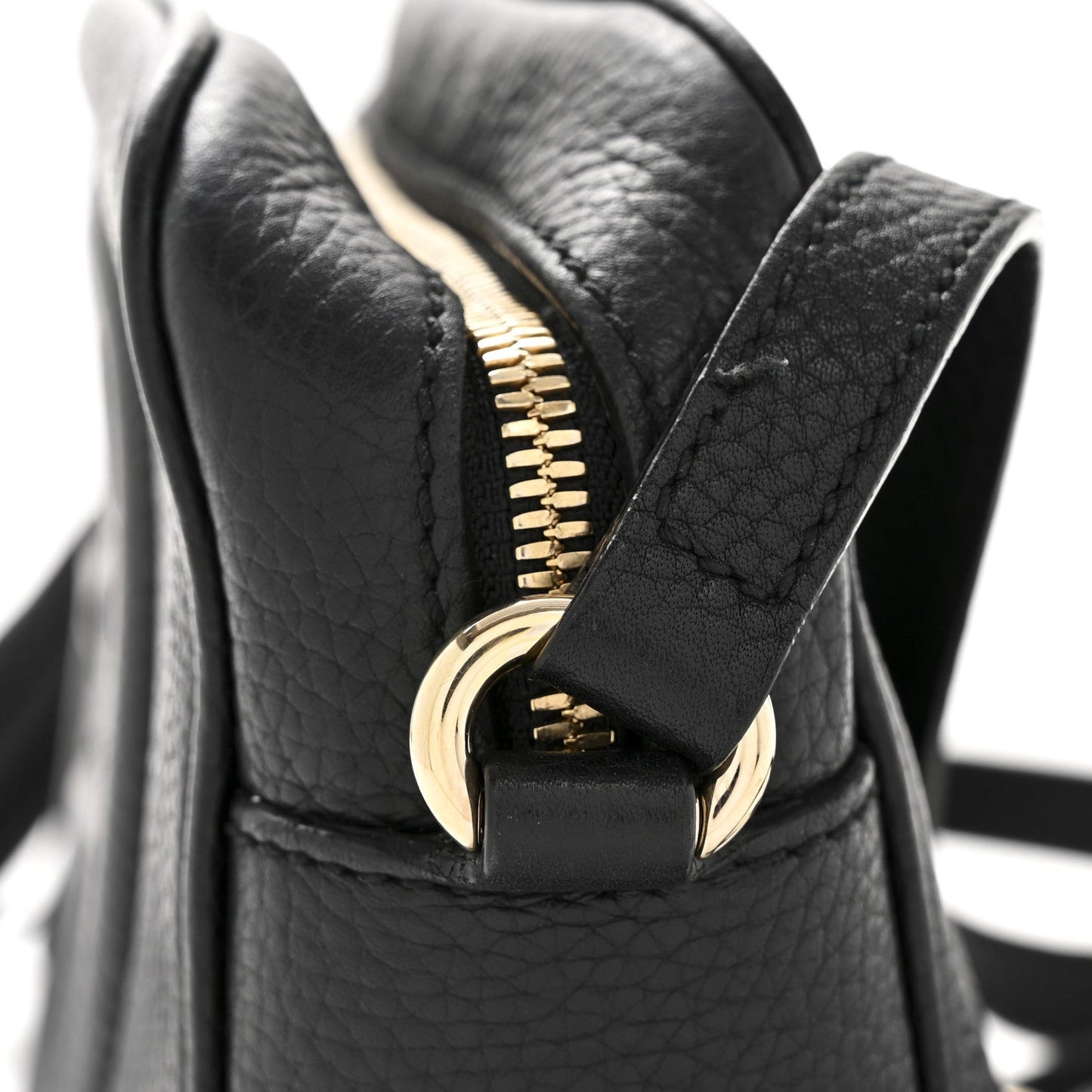 Pebbled Calfskin Small Soho Disco Bag Black