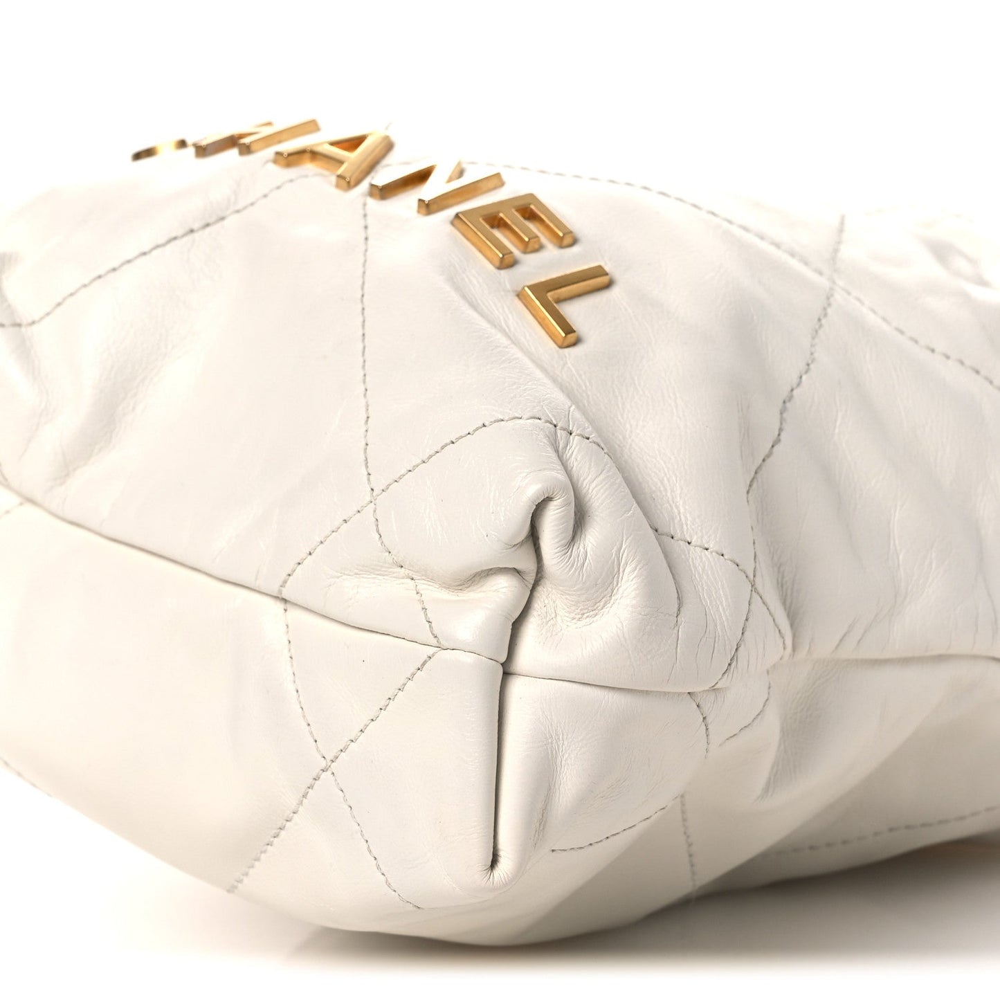 Shiny Calfskin Quilted Mini Chanel 22 White
