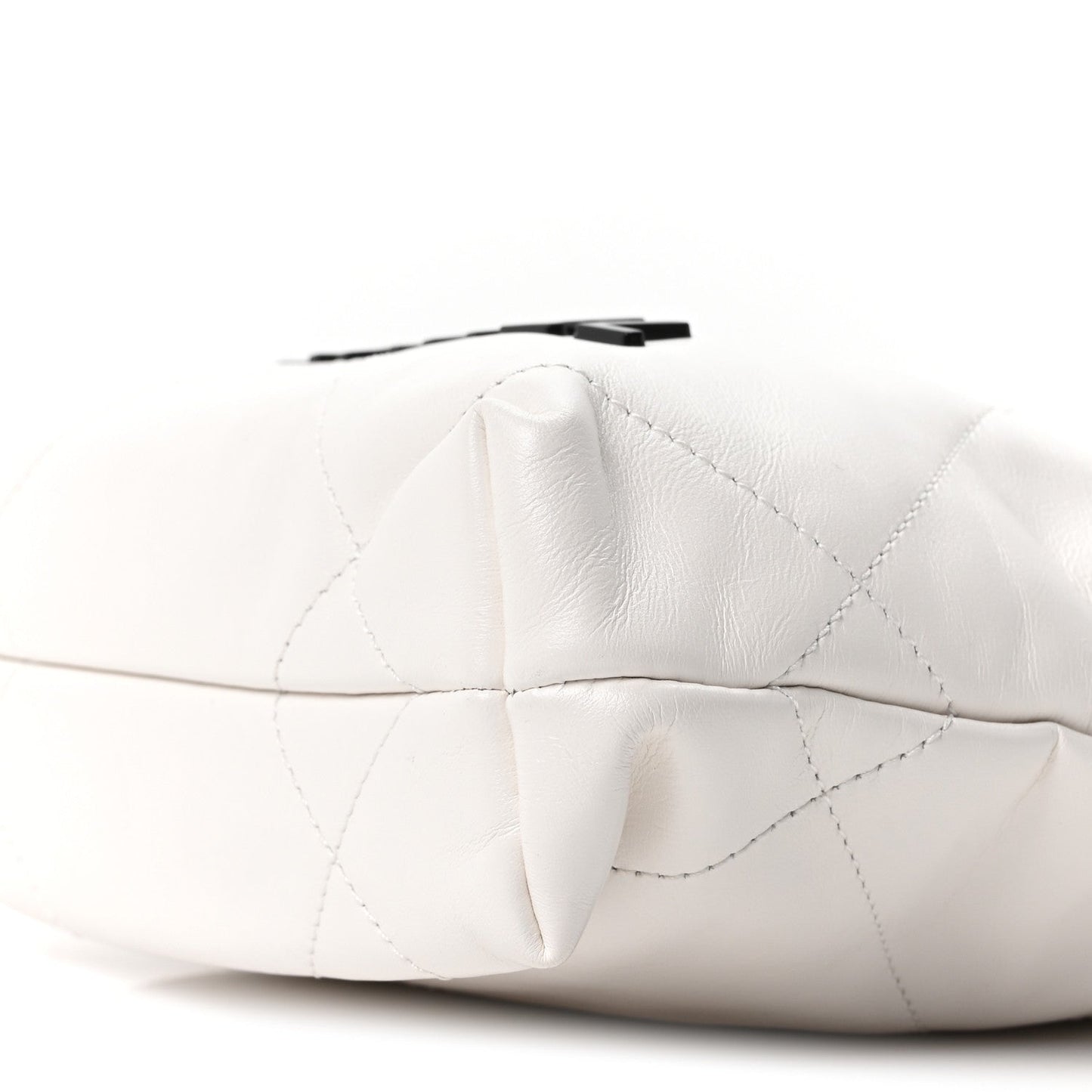Shiny Calfskin Quilted Mini Chanel 22 White Black