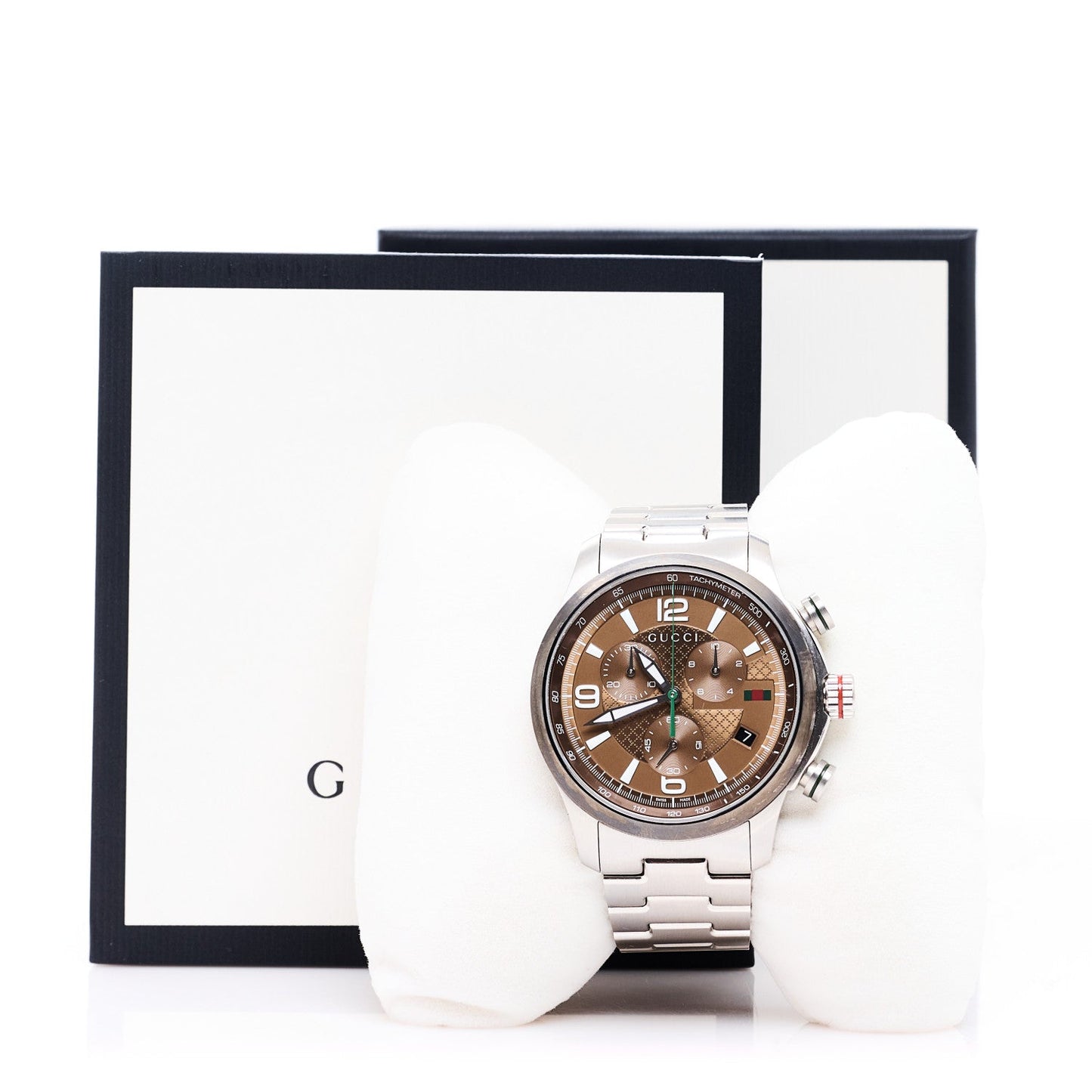 Stainless Steel 45mm G-Timeless Chronograph Quartz Watch Brown