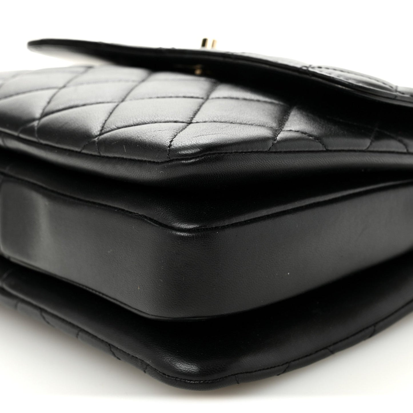 Lambskin Quilted Small Trendy CC Dual Handle Flap Bag Black