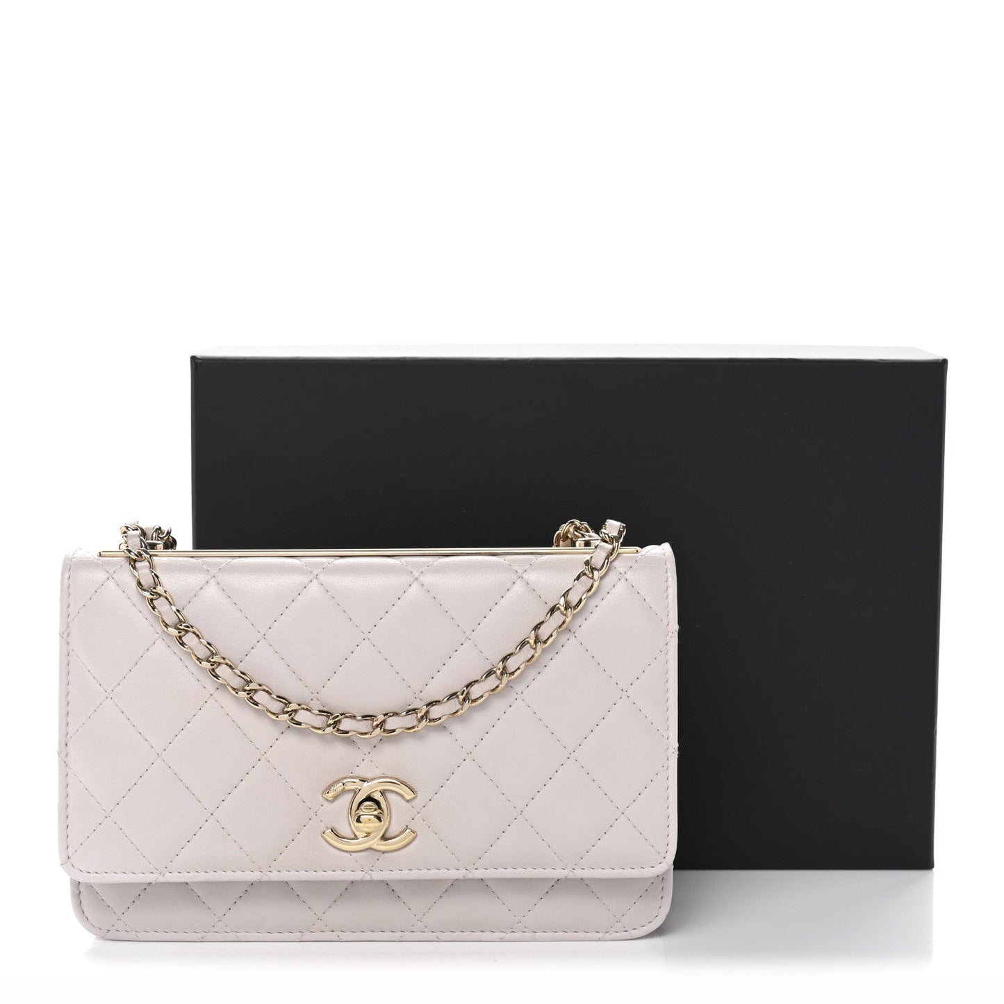 Lambskin Quilted Trendy CC Wallet On Chain WOC Lilac