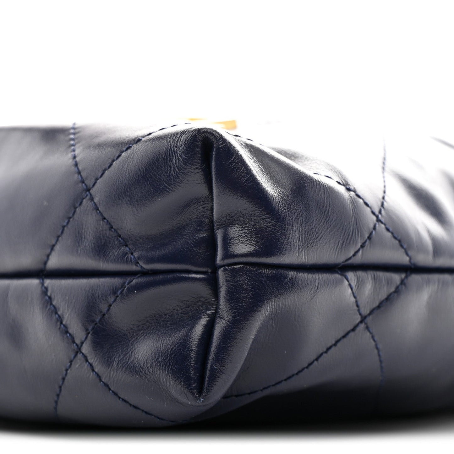 Shiny Calfskin Quilted Mini Chanel 22 Navy Blue