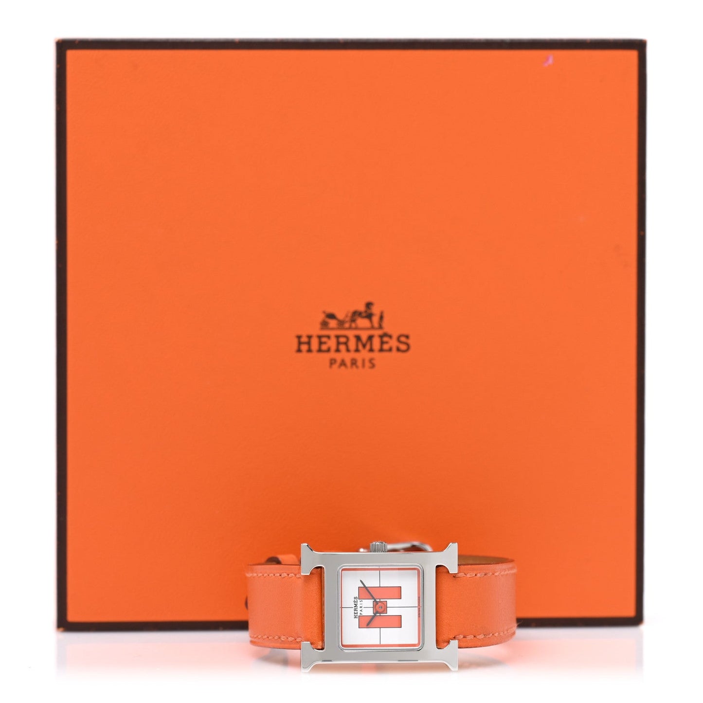 Stainless Steel Swift 21mm Heure H Hour Quartz Watch Orange