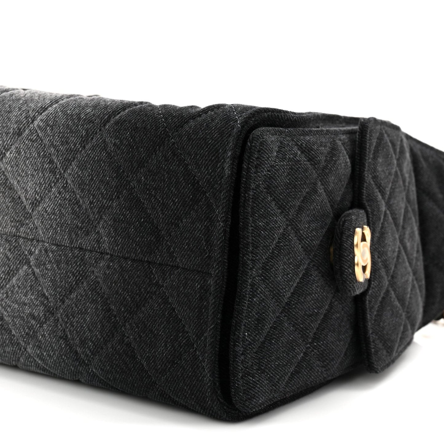 Washed Denim Quilted Small Chanel 25 Handbag Black