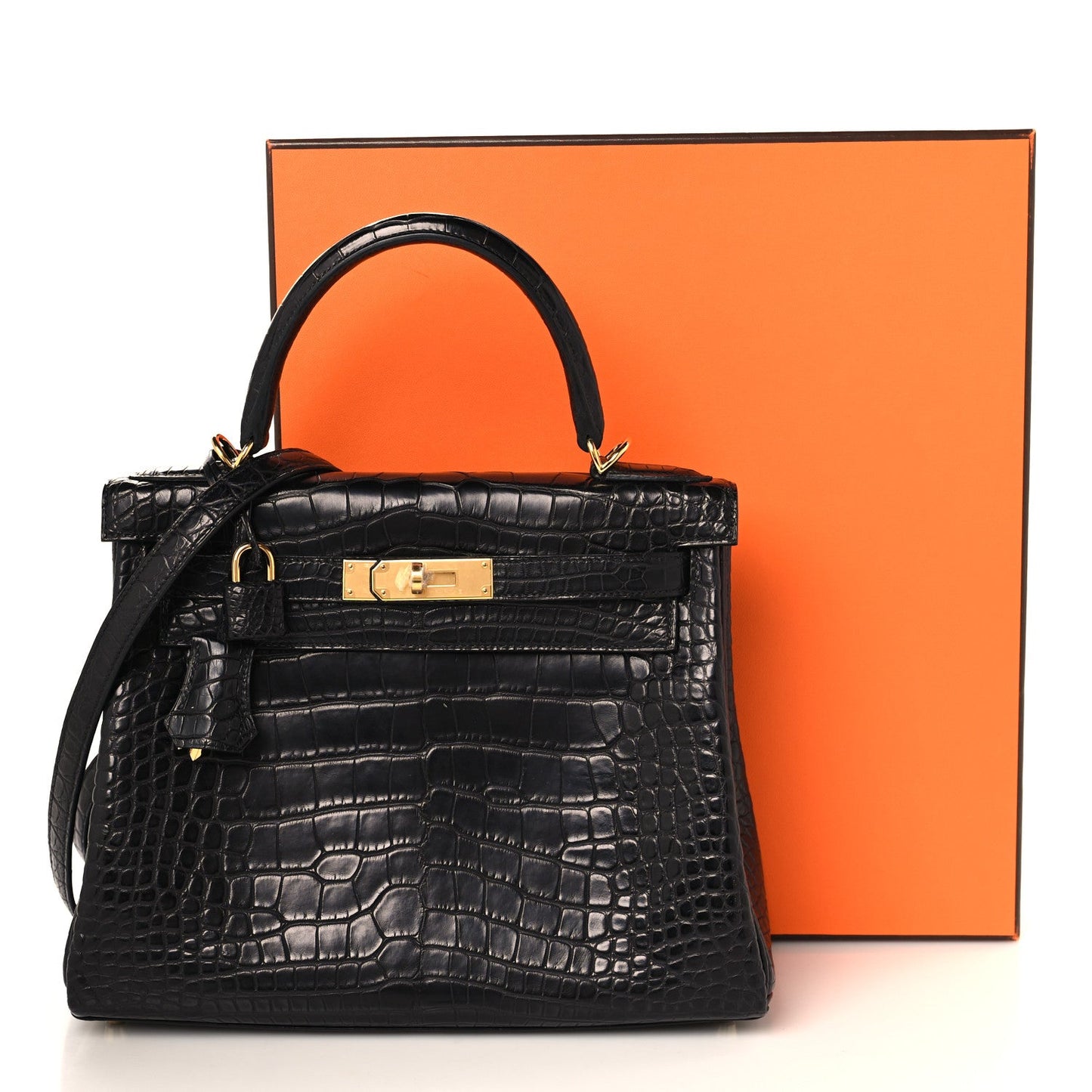 Matte Alligator Kelly Retourne 28 Black