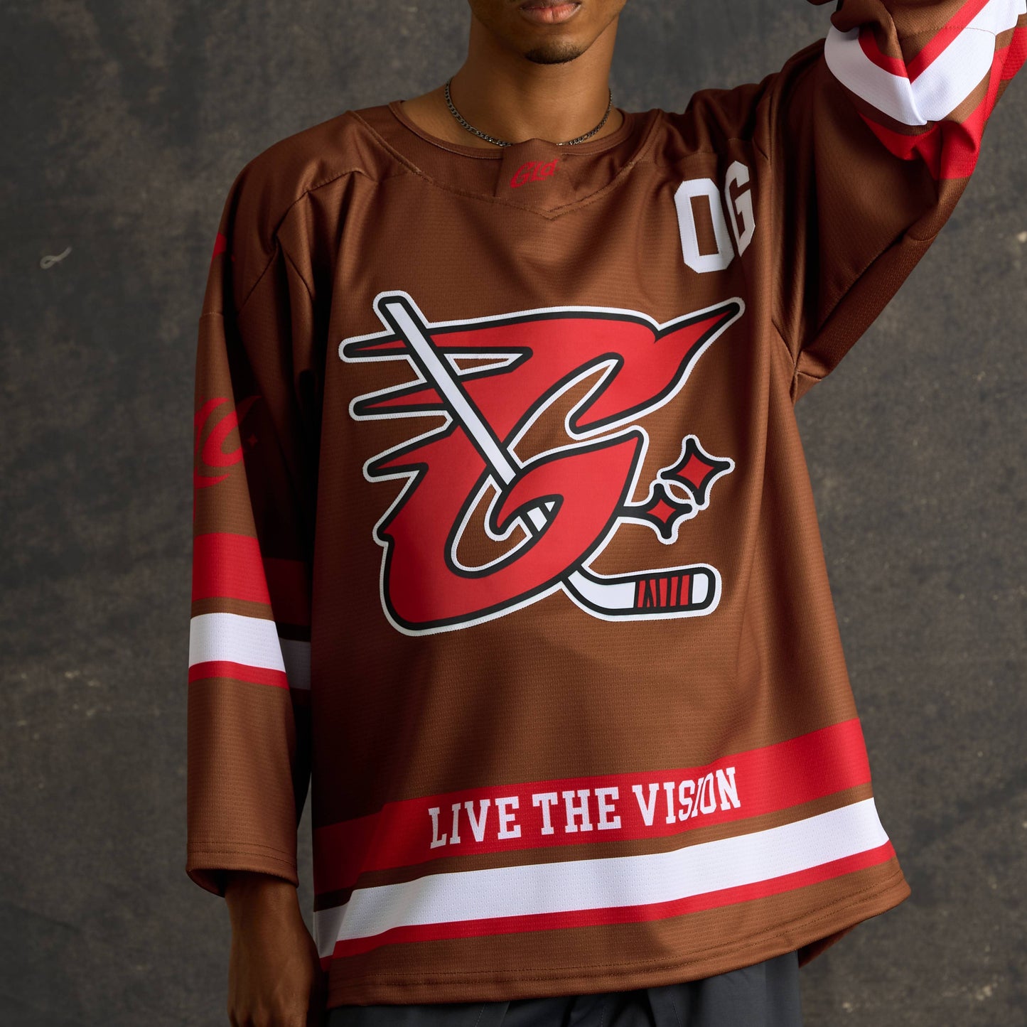 GLD Brown and Red Hockey Jersey