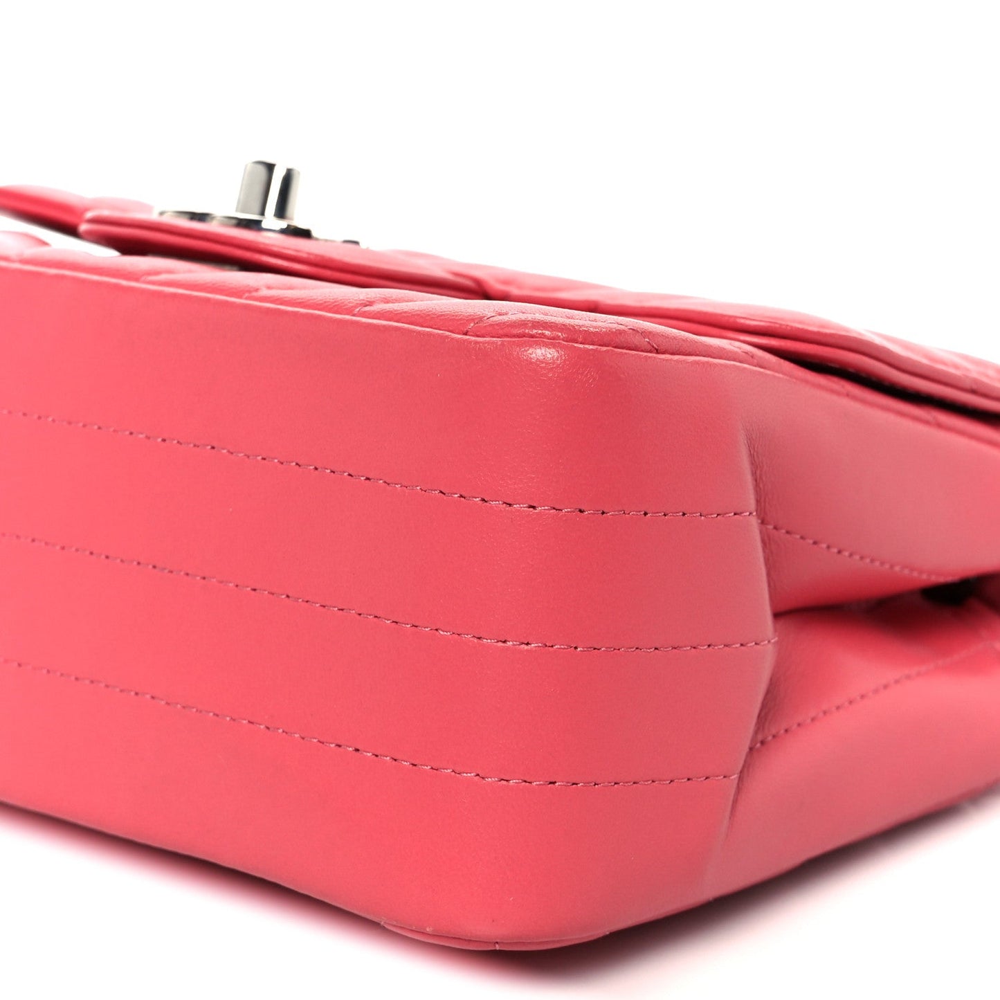 Lambskin Chevron Quilted Mini Square Flap Pink