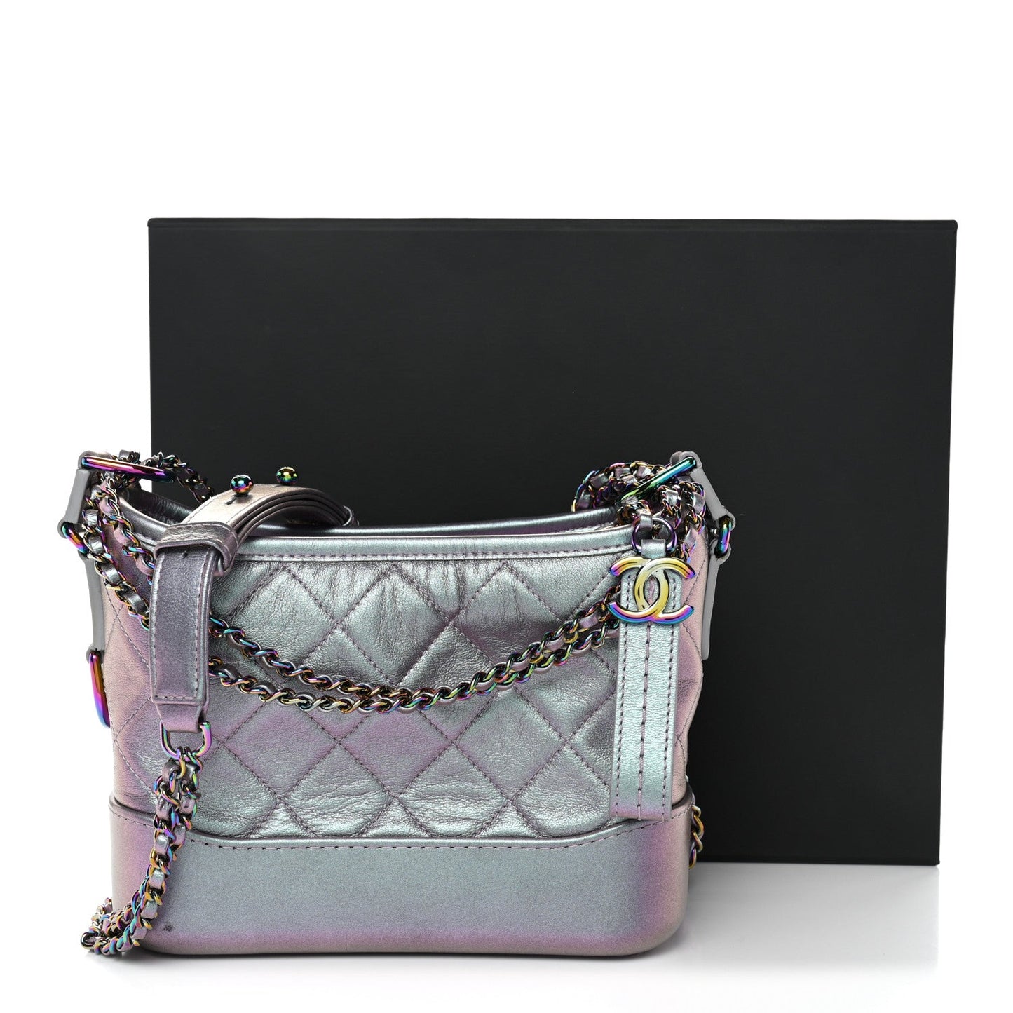 Iridescent Lambskin Calfskin Quilted Small Gabrielle Hobo Light Purple