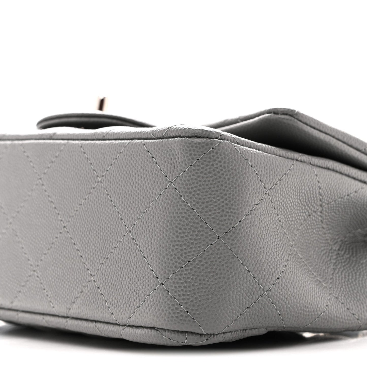 Caviar Quilted Mini Rectangular Flap Grey