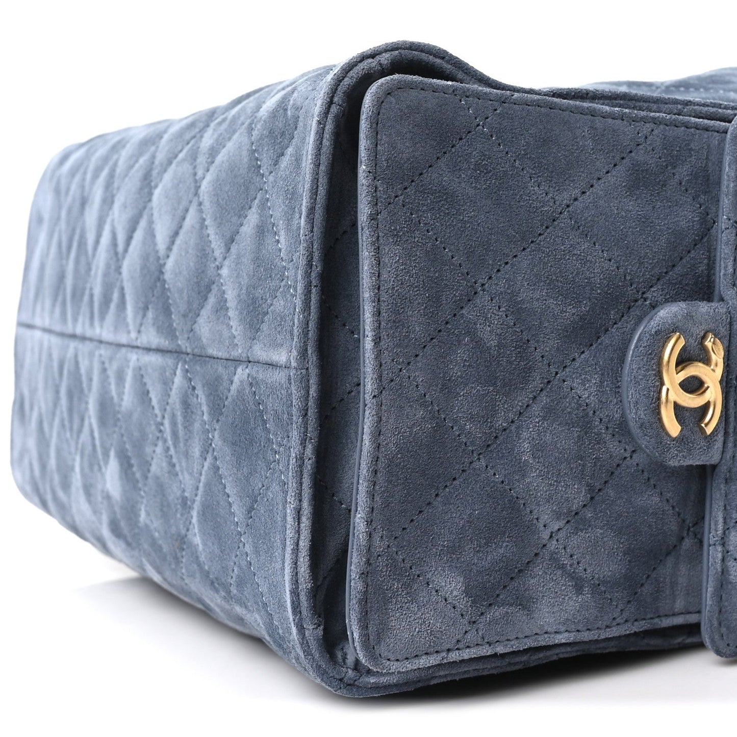 Suede Quilted Medium Chanel 25 Handbag Blue