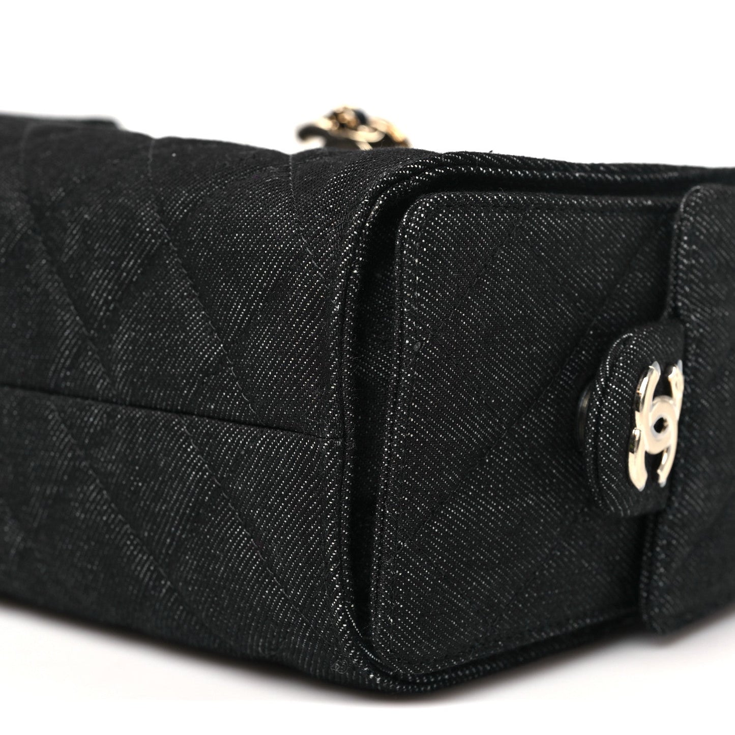 Denim Quilted Mini Chanel 25 Handbag Dark Blue