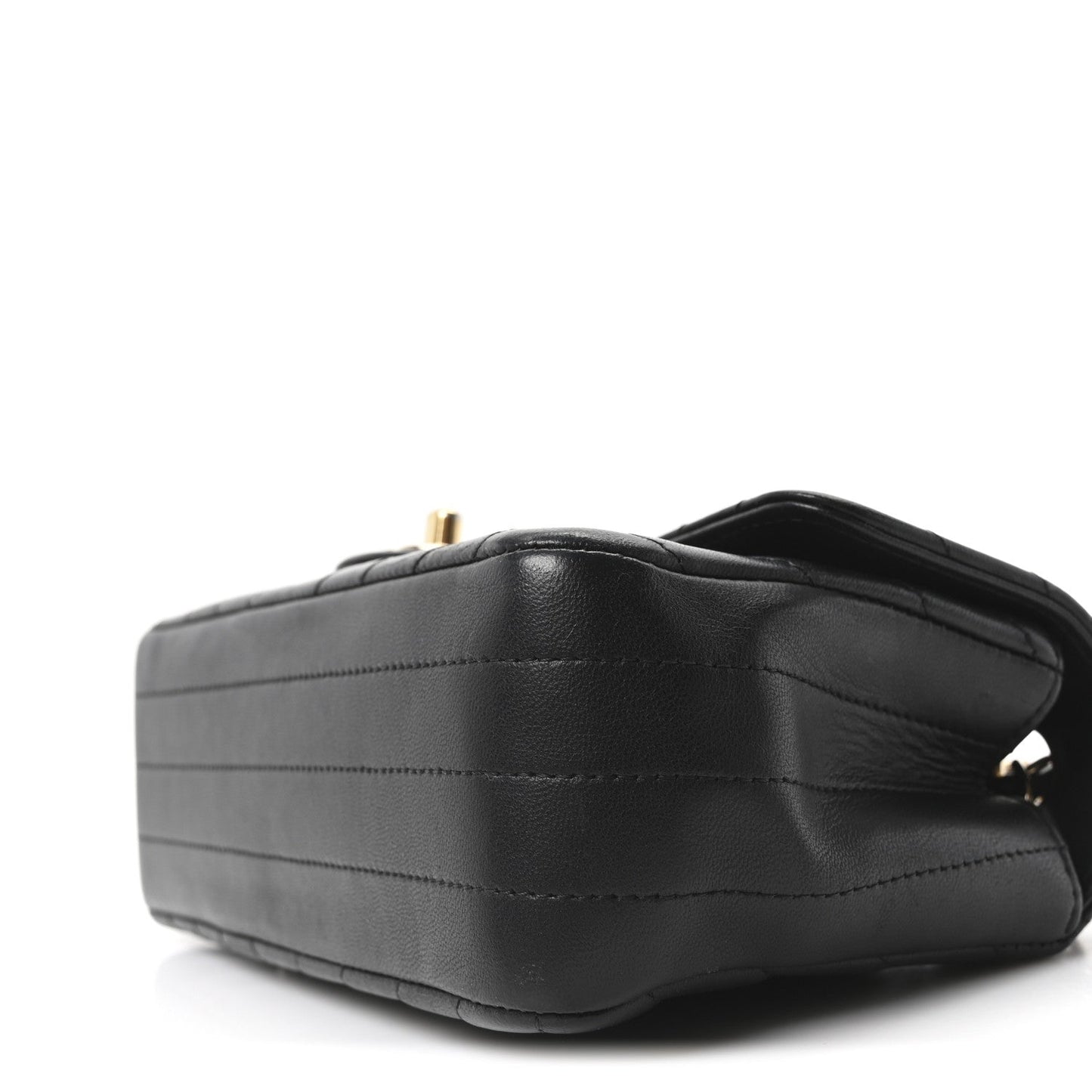 Lambskin Chevron Quilted Mini Rectangular Flap Black
