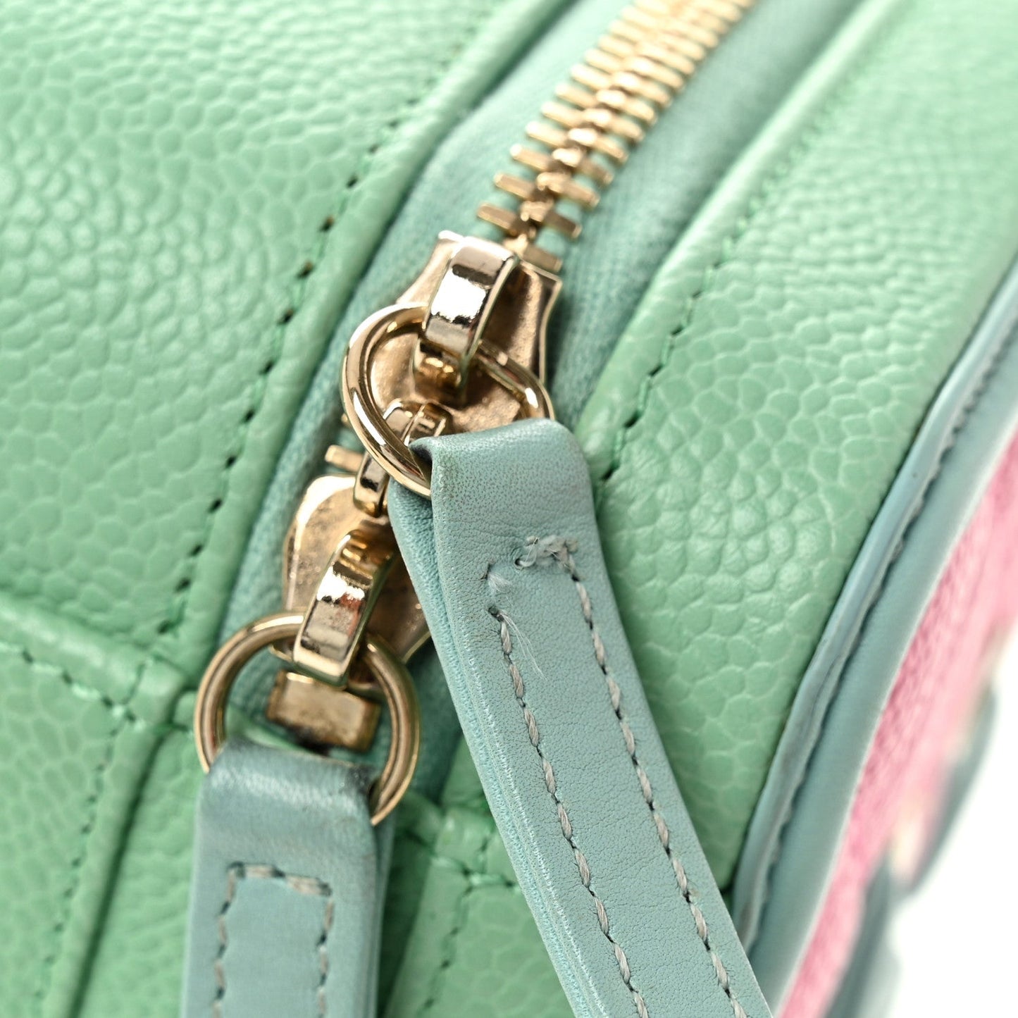 Caviar Quilted Small CC Filigree Vanity Case Pink Green Blue