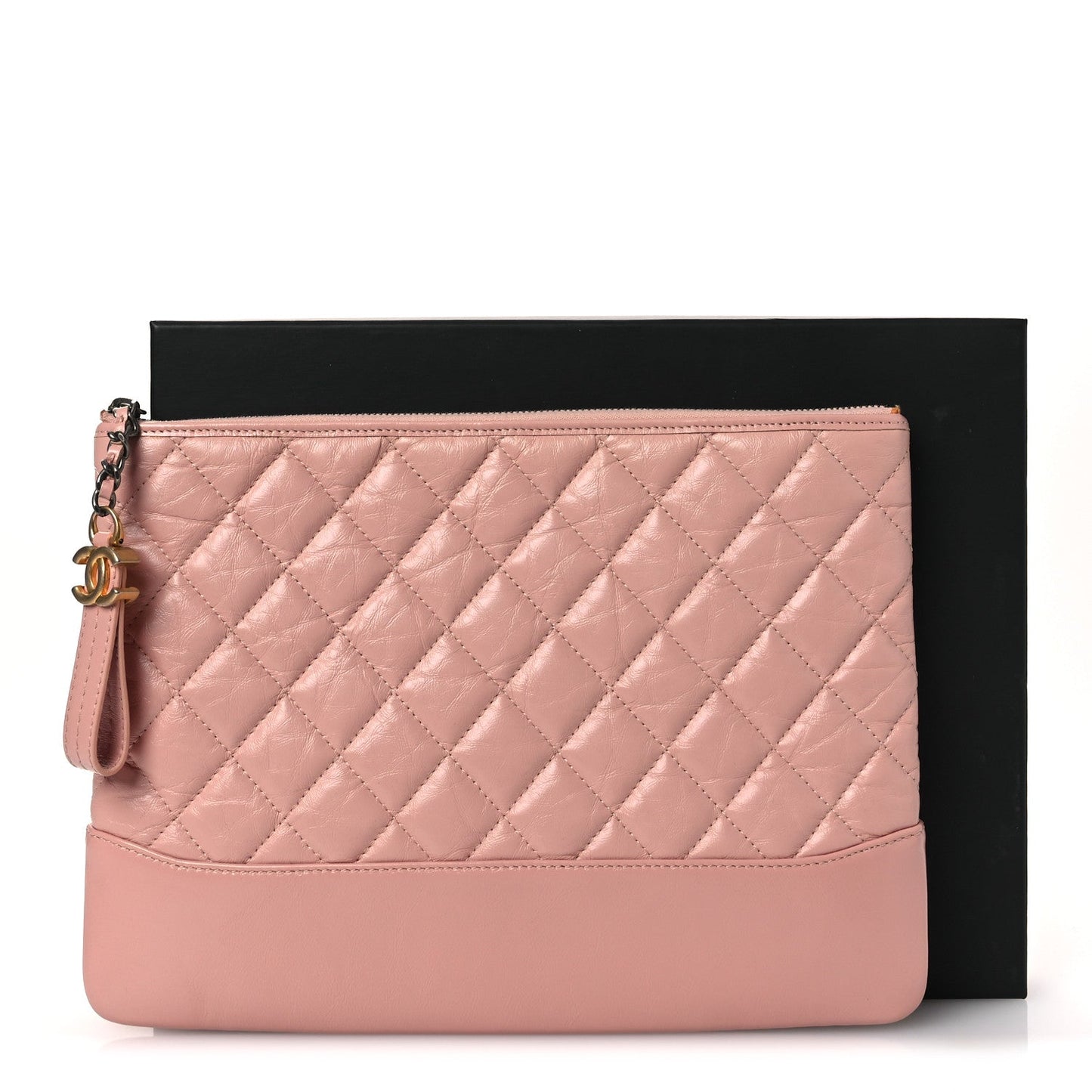 Aged Calfskin Quilted Medium Gabrielle Cosmetic Case Pink