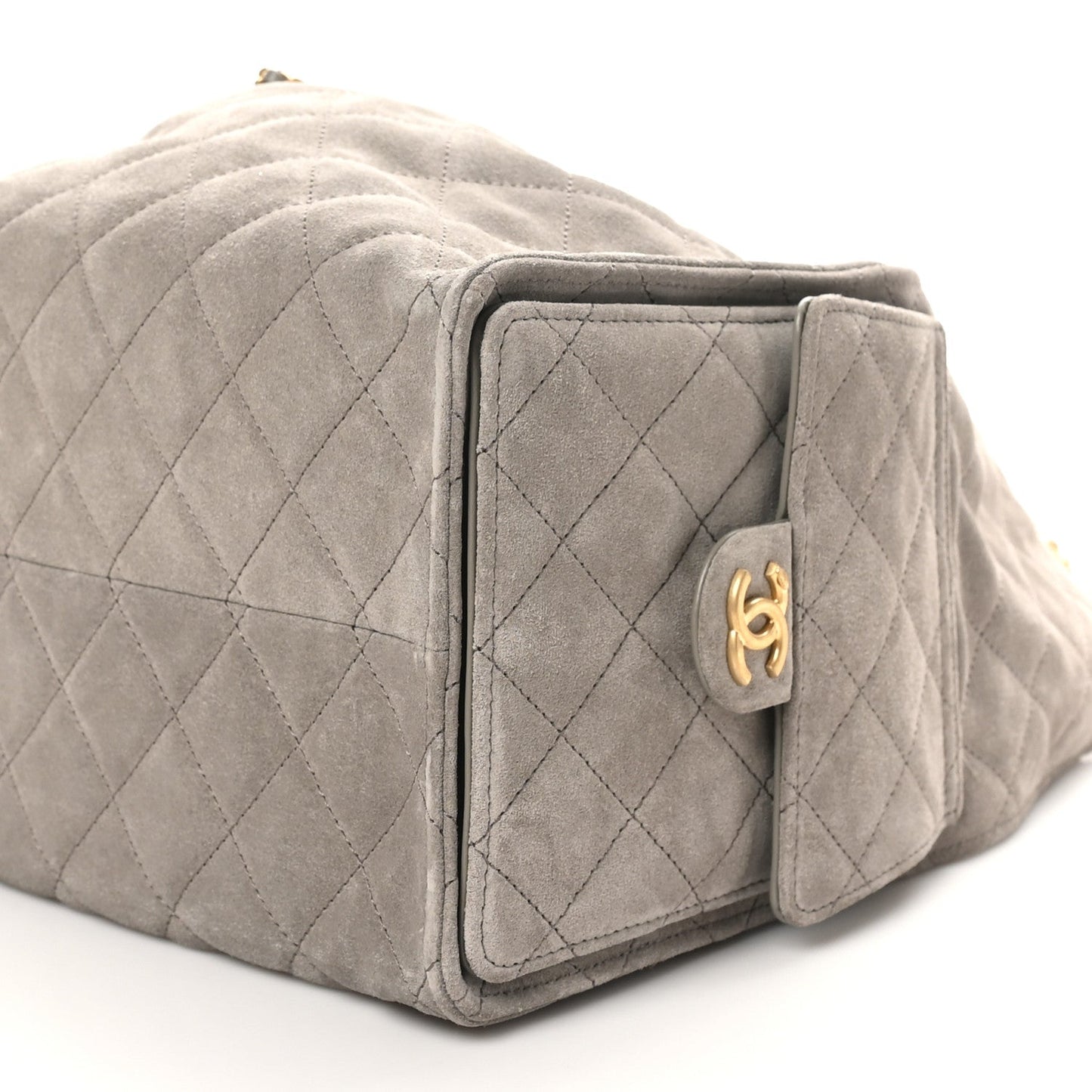 Suede Quilted Medium Chanel 25 Handbag Dark Grey