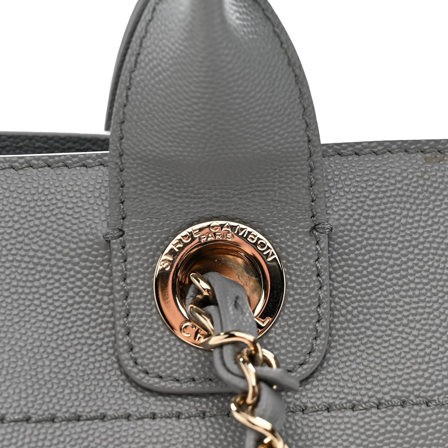 Caviar Studded Medium Deauville Tote Grey