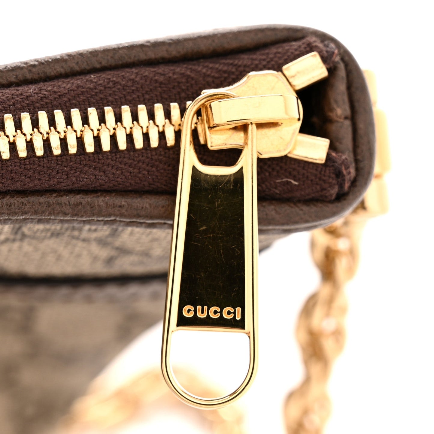 GG Supreme Monogram Web Ophidia Chain Shoulder Bag Brown