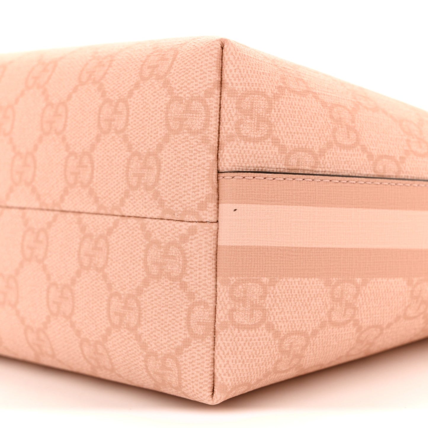 GG Supreme Monogram Textured Calfskin Web Super Mini Ophidia Shoulder Bag Pink