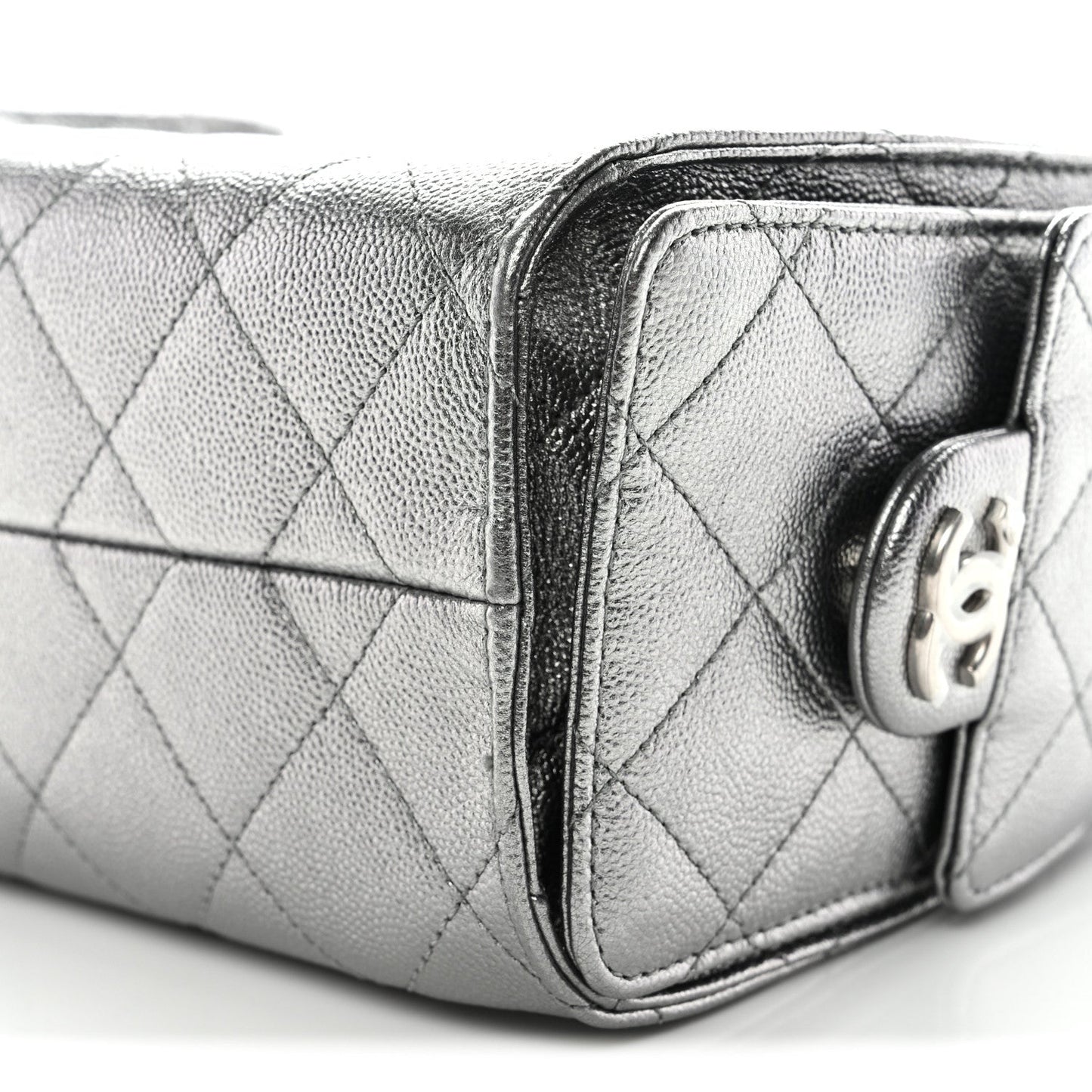 Metallic Caviar Quilted Mini Chanel 25 Handbag Anthracite