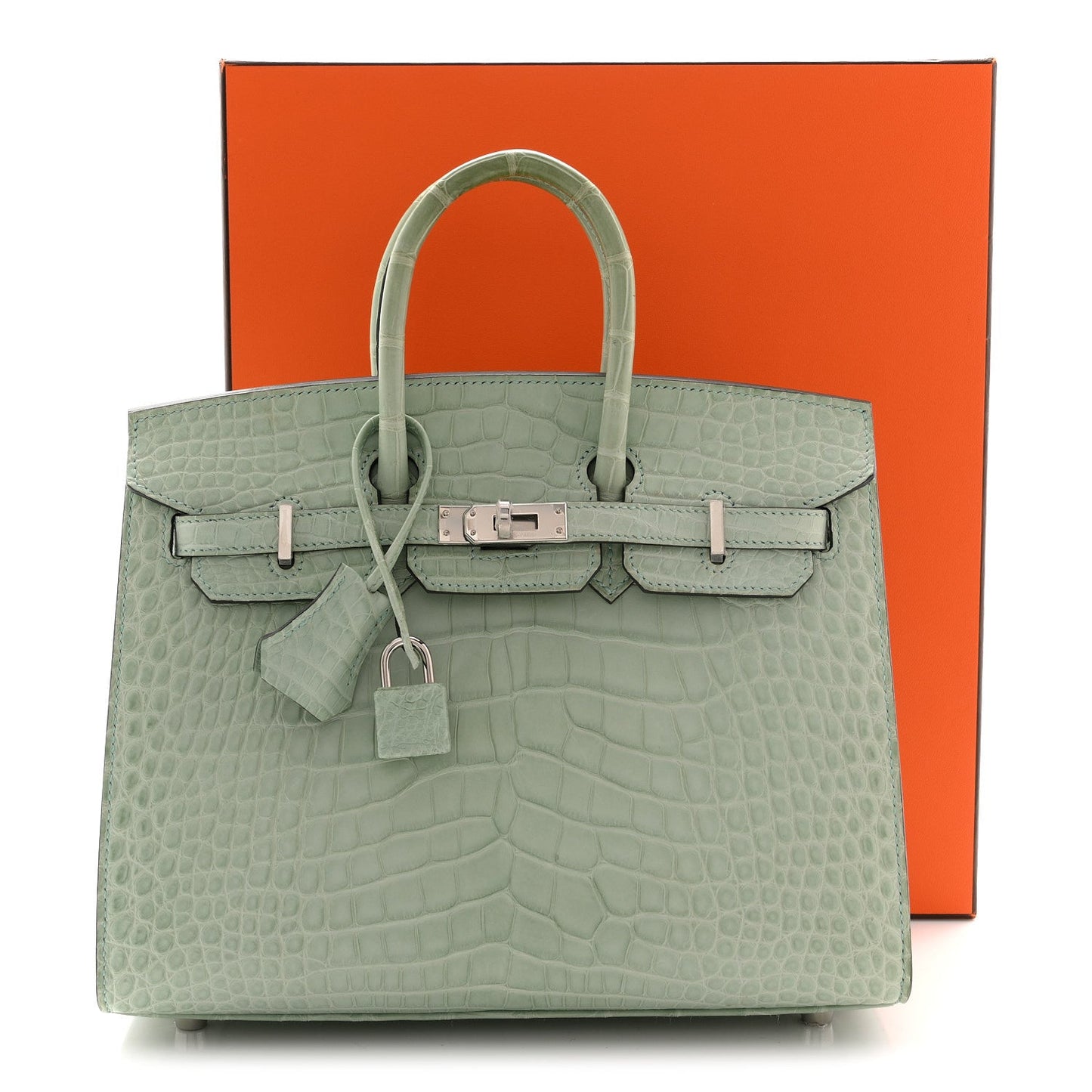 Matte Alligator Birkin Sellier 25 Vert D'eau