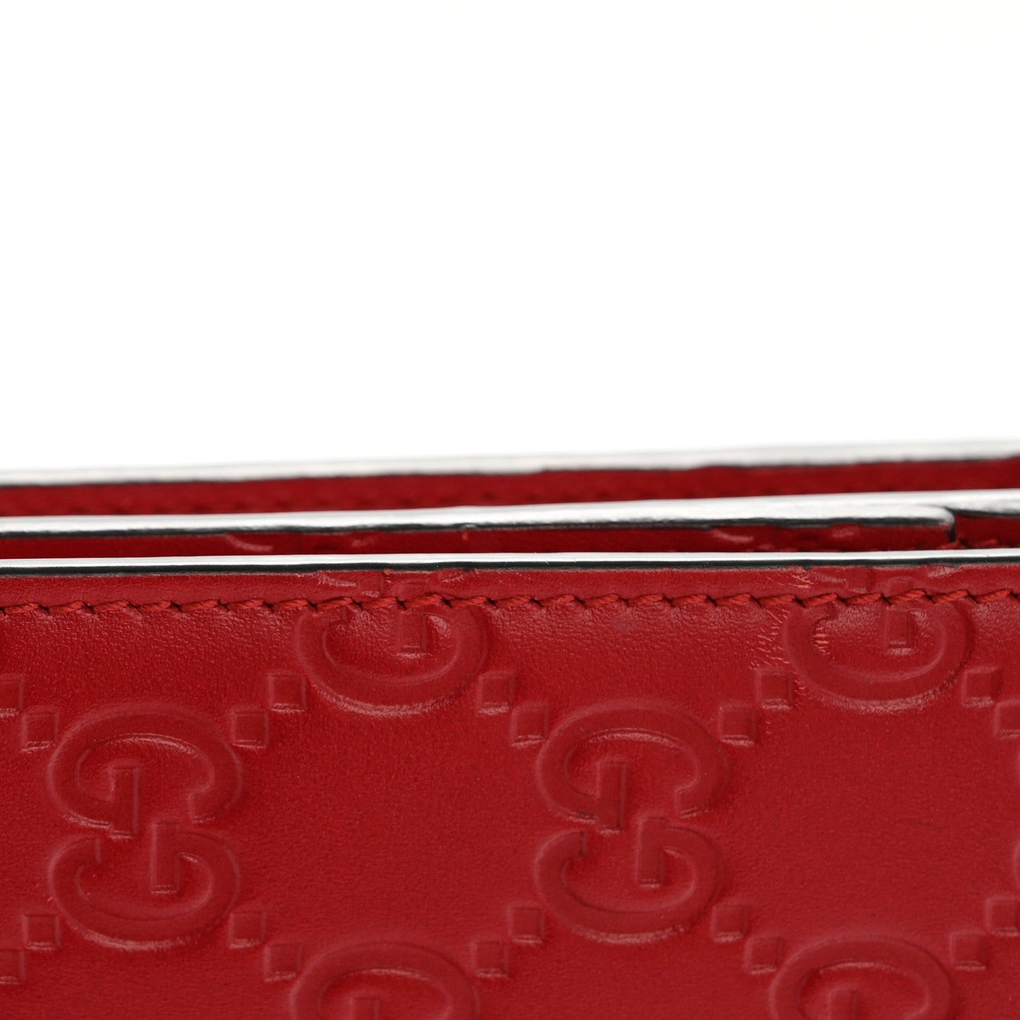 Guccissima Signature Bowy Chain Wallet Hibiscus Red