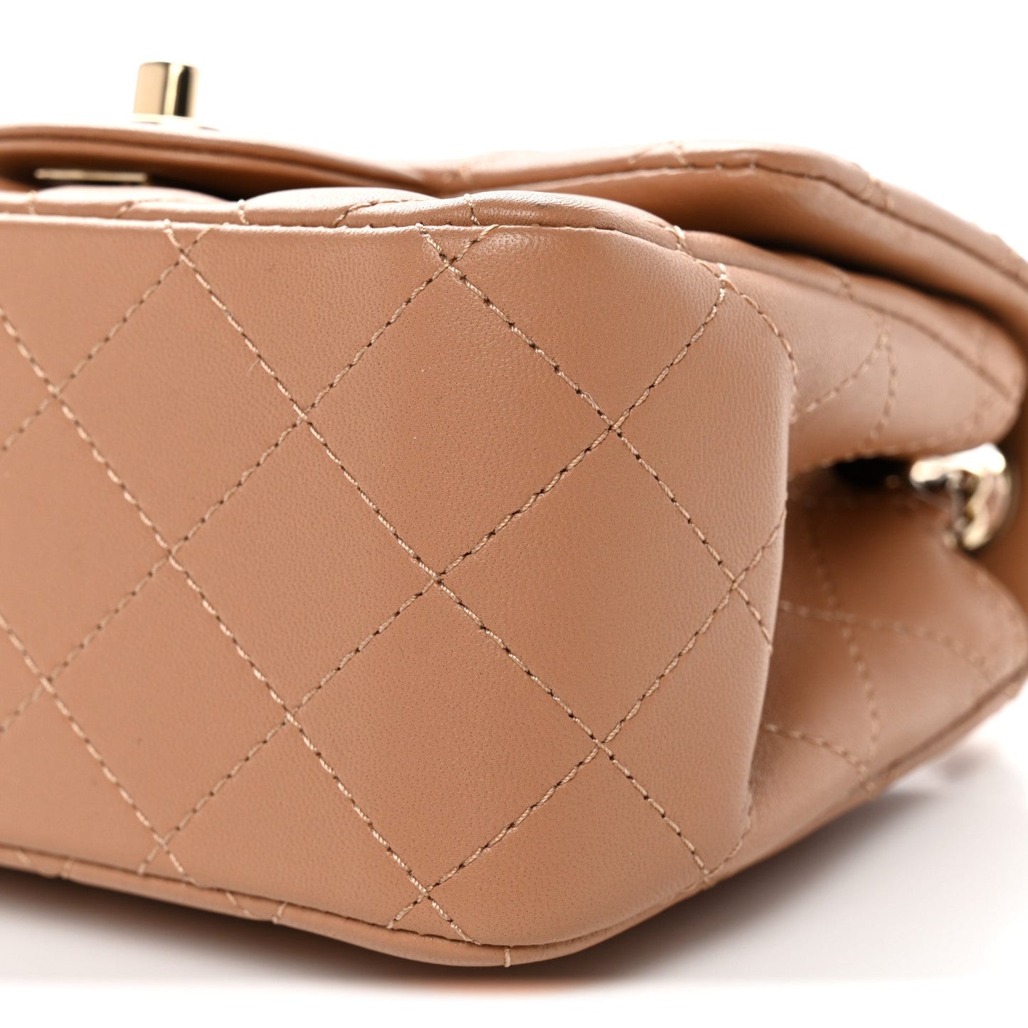 Lambskin Quilted Mini Square Flap Brown