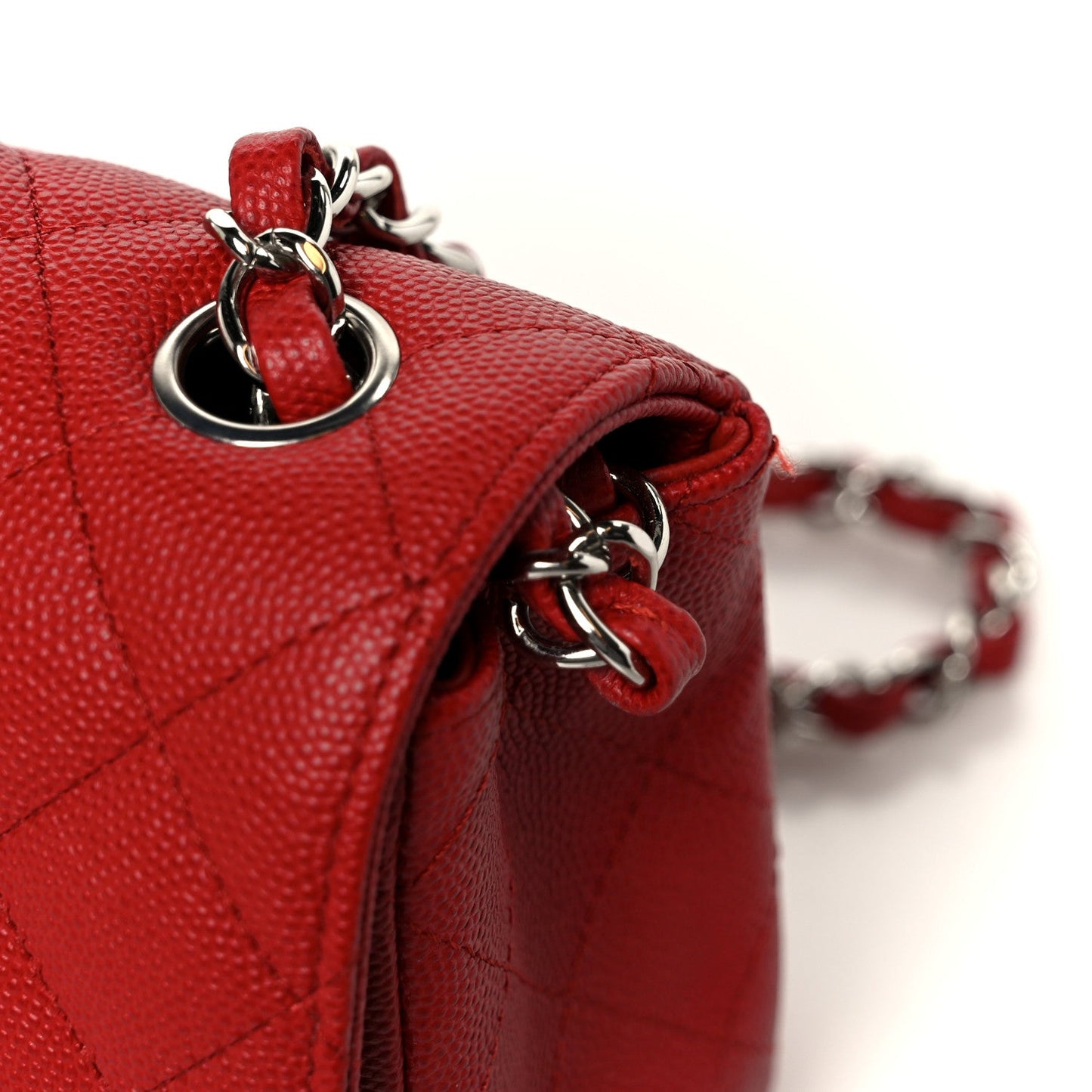 Caviar Quilted Mini Rectangular Flap Red