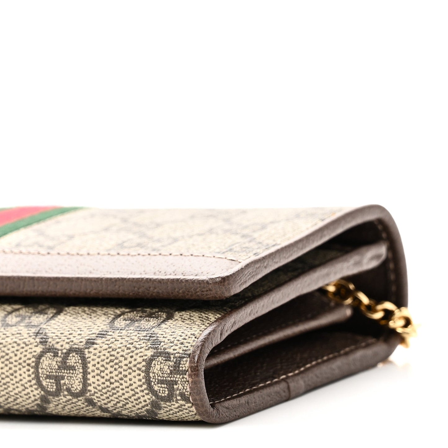 GG Supreme Monogram Web Ophidia Wallet On Chain Brown