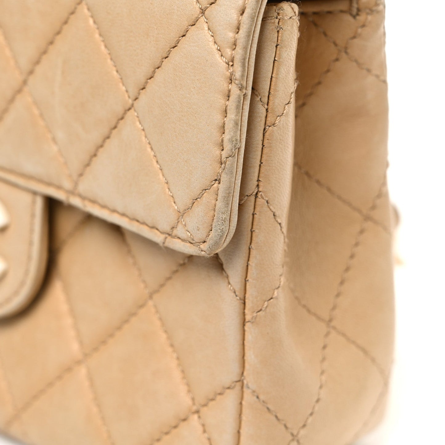 Lambskin Quilted Bekko Resin Mini Square Flap Beige