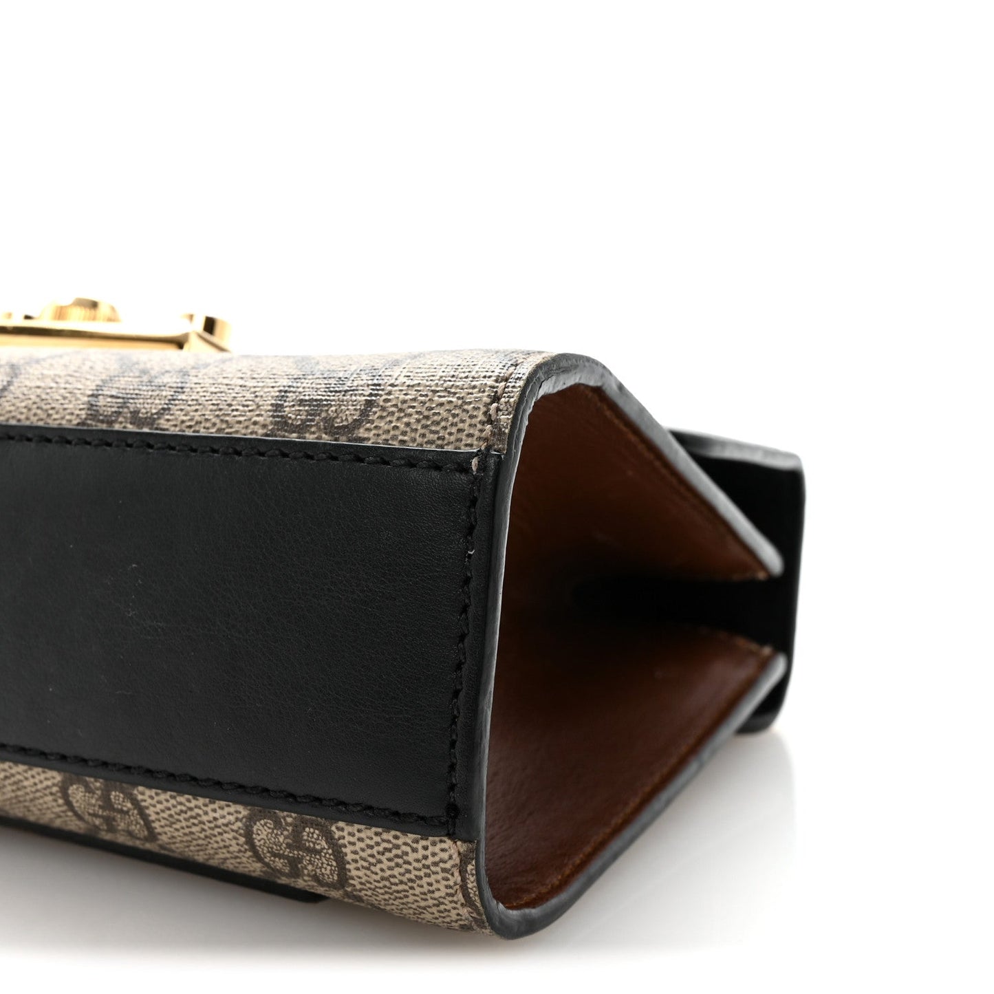 GG Supreme Monogram Calfskin Small Padlock Shoulder Bag Beige Black Cuir