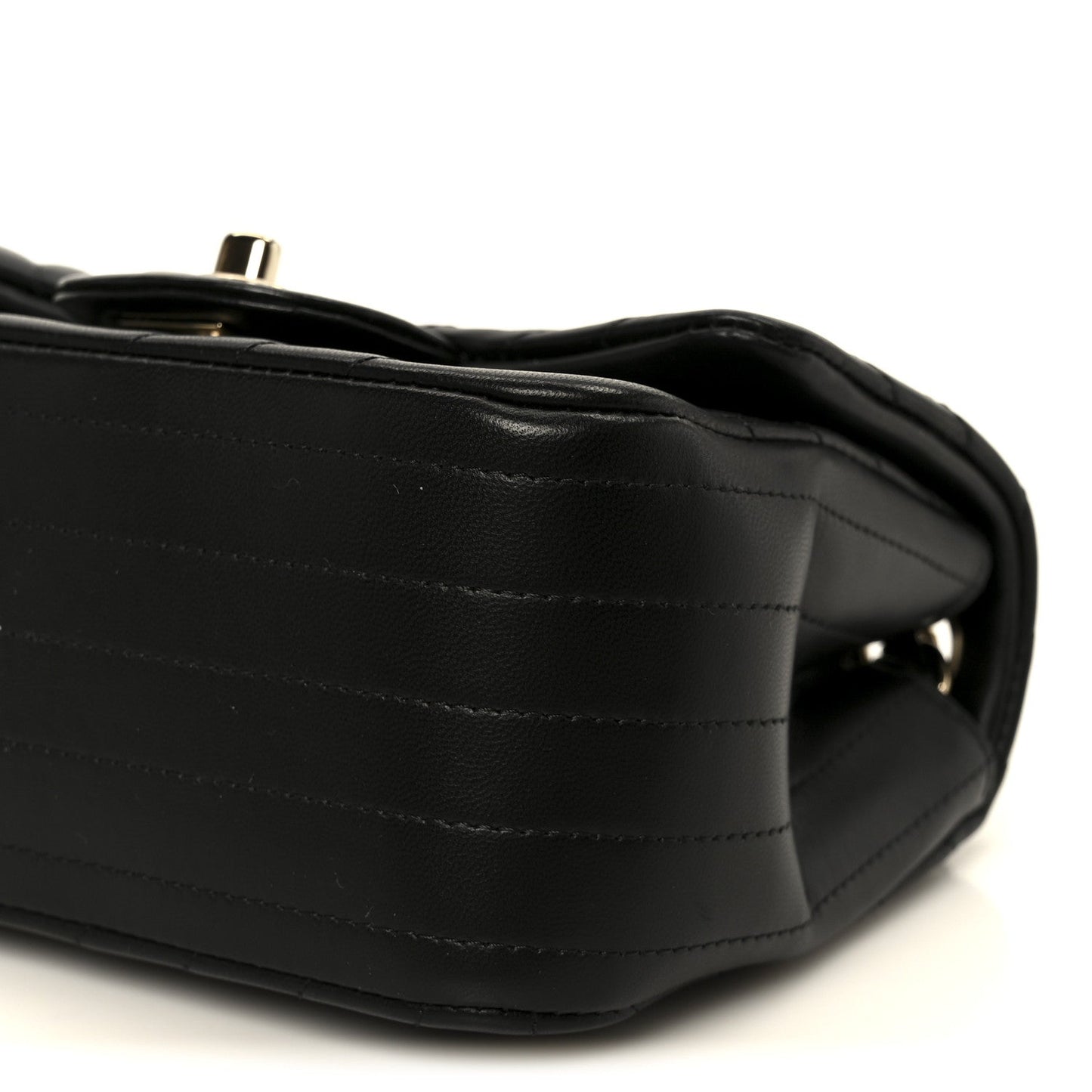 Lambskin Chevron Quilted Mini Square Flap Black