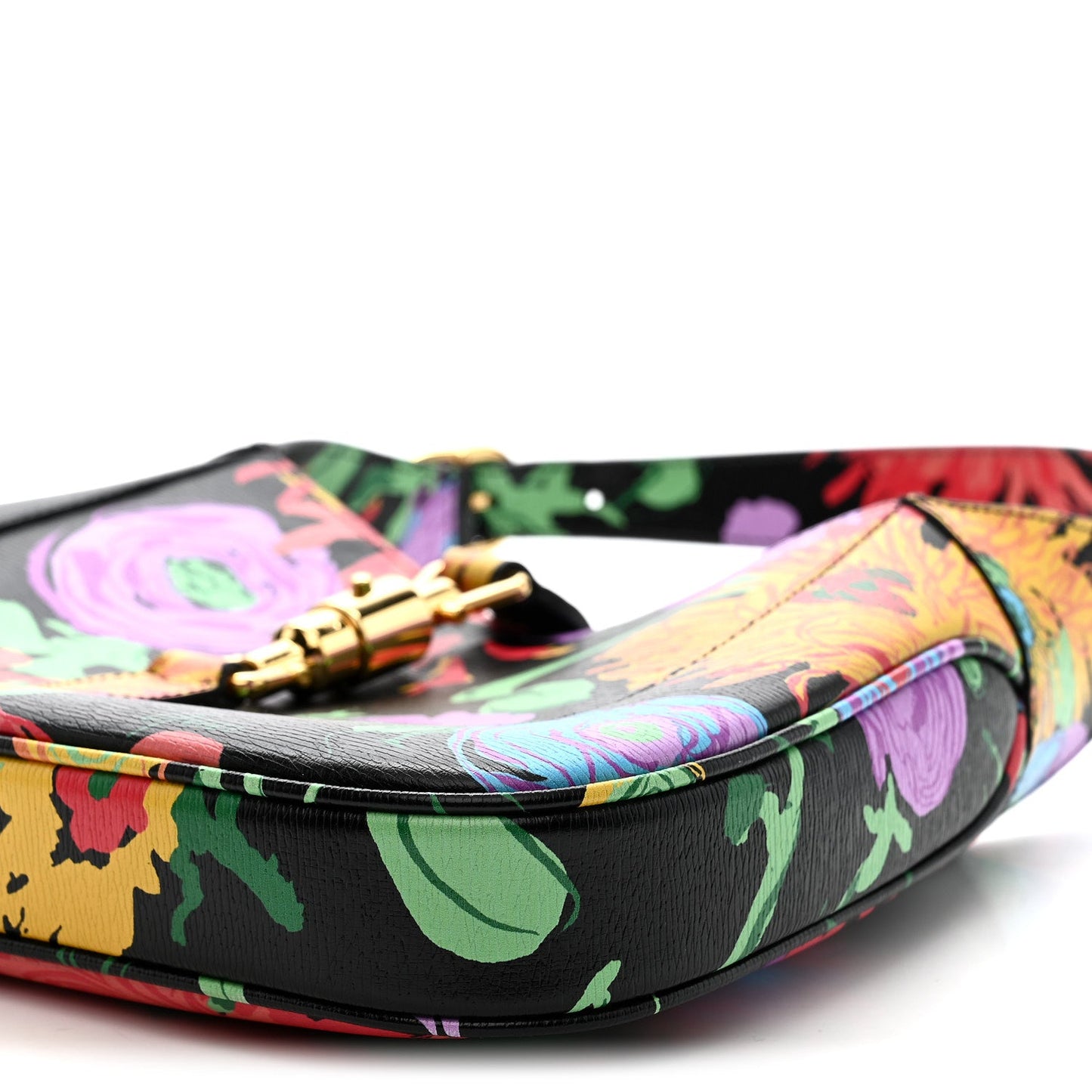 X KEN SCOTT New Shangai Calfskin Jenny Floral Print Small Jackie 1961 Hobo Black Pink