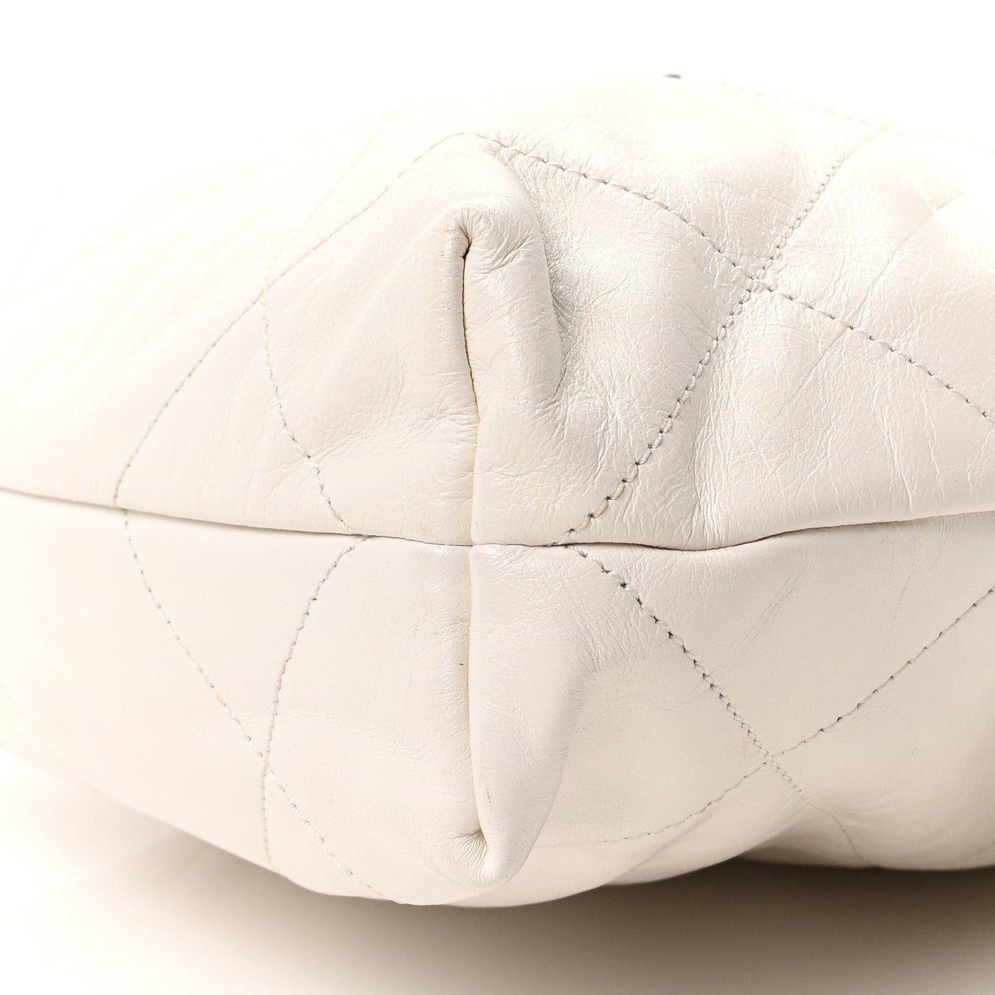 Shiny Calfskin Quilted Small Chanel 22 White Black