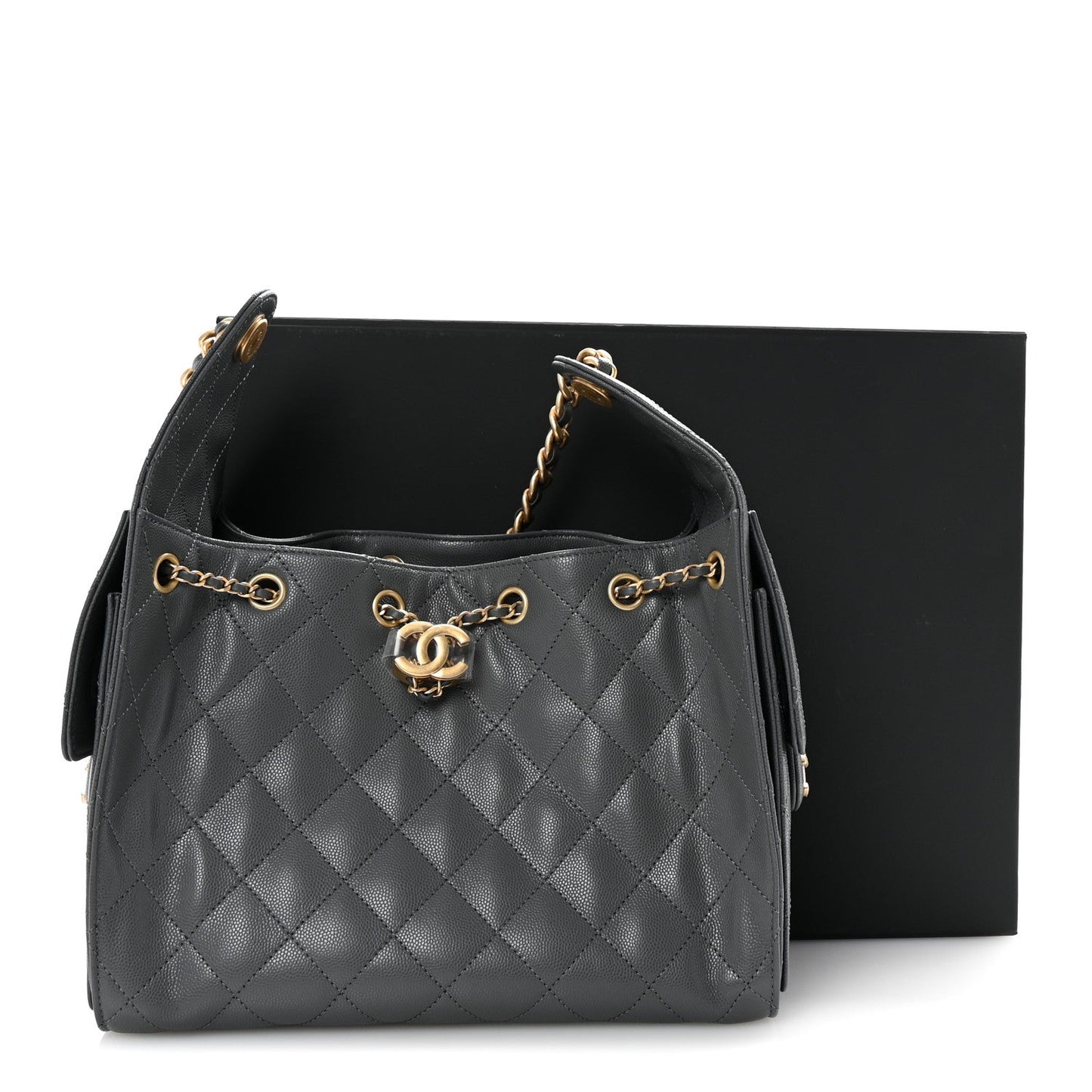 Caviar Quilted Small Chanel 25 Handbag Dark Grey