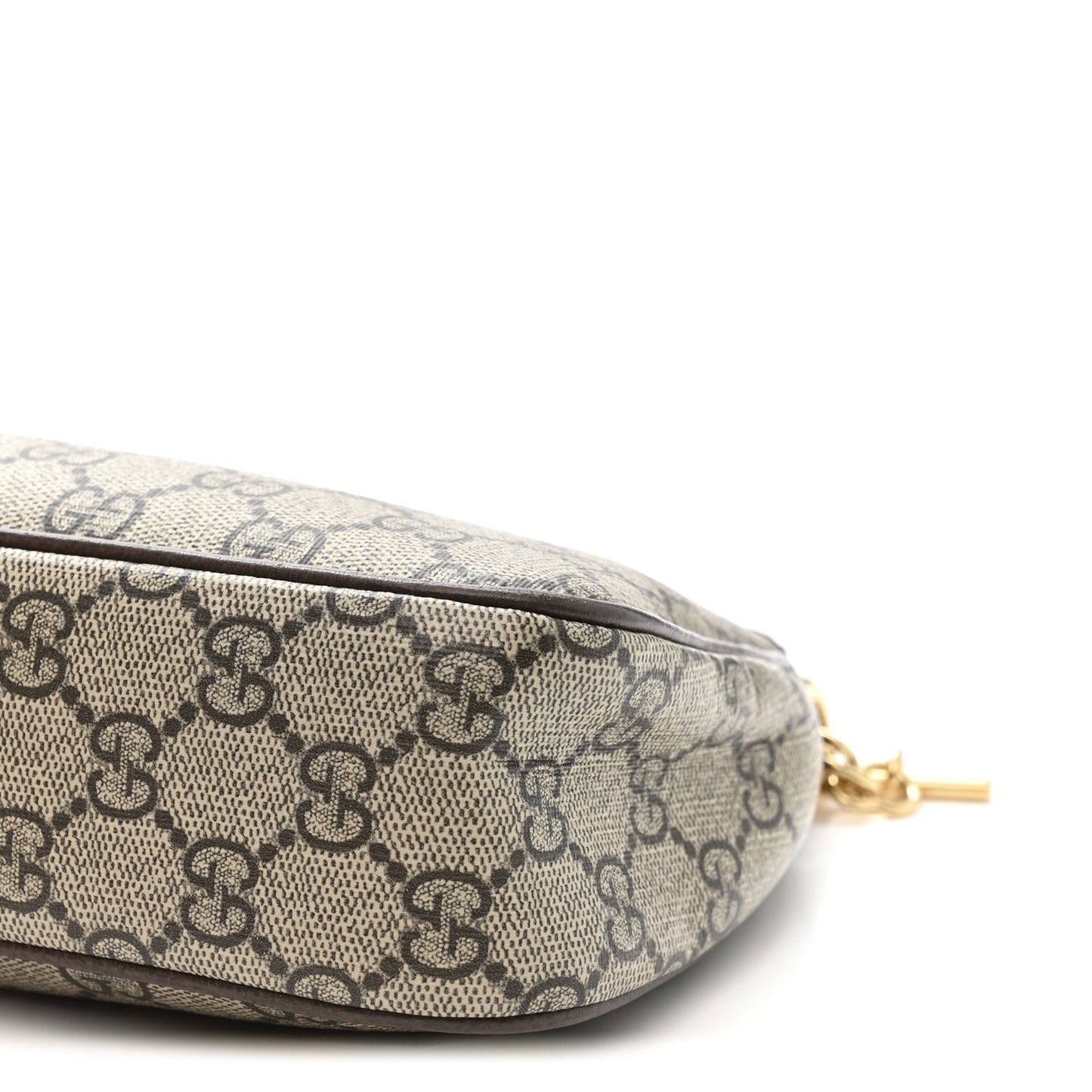 GG Supreme Monogram Textured Dollar Calfskin Web Small Ophidia GG Handbag Beige Ebony New Acero