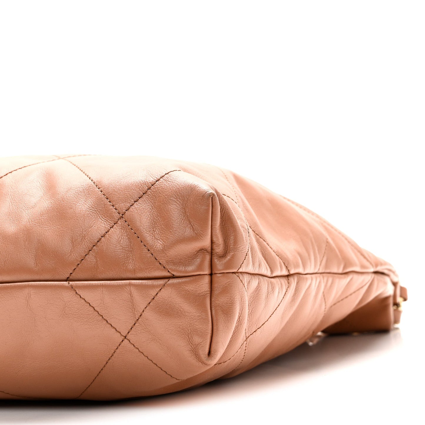 Shiny Calfskin Quilted Small Chanel 22 Beige