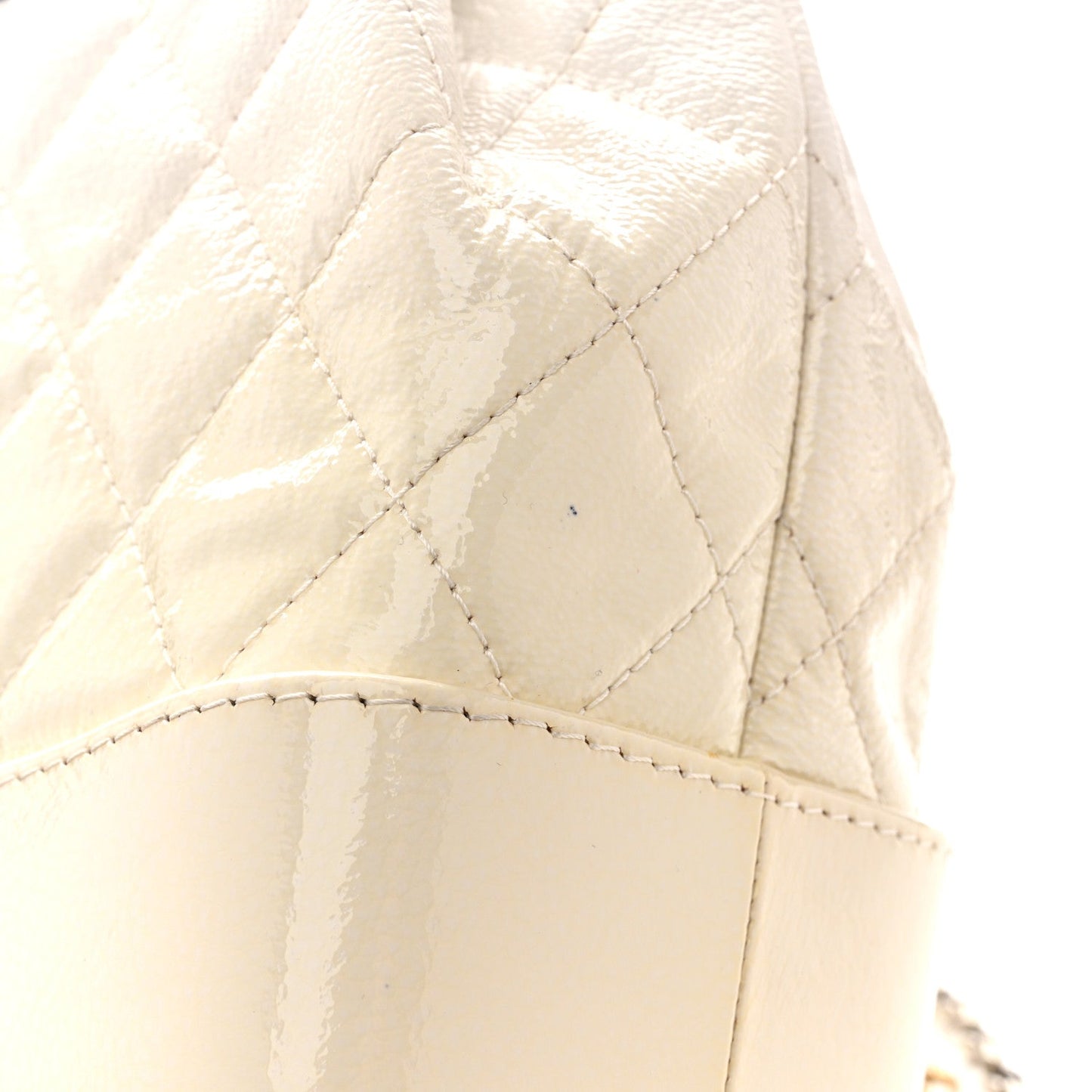 Patent Goatskin Quilted Small Gabrielle Backpack White