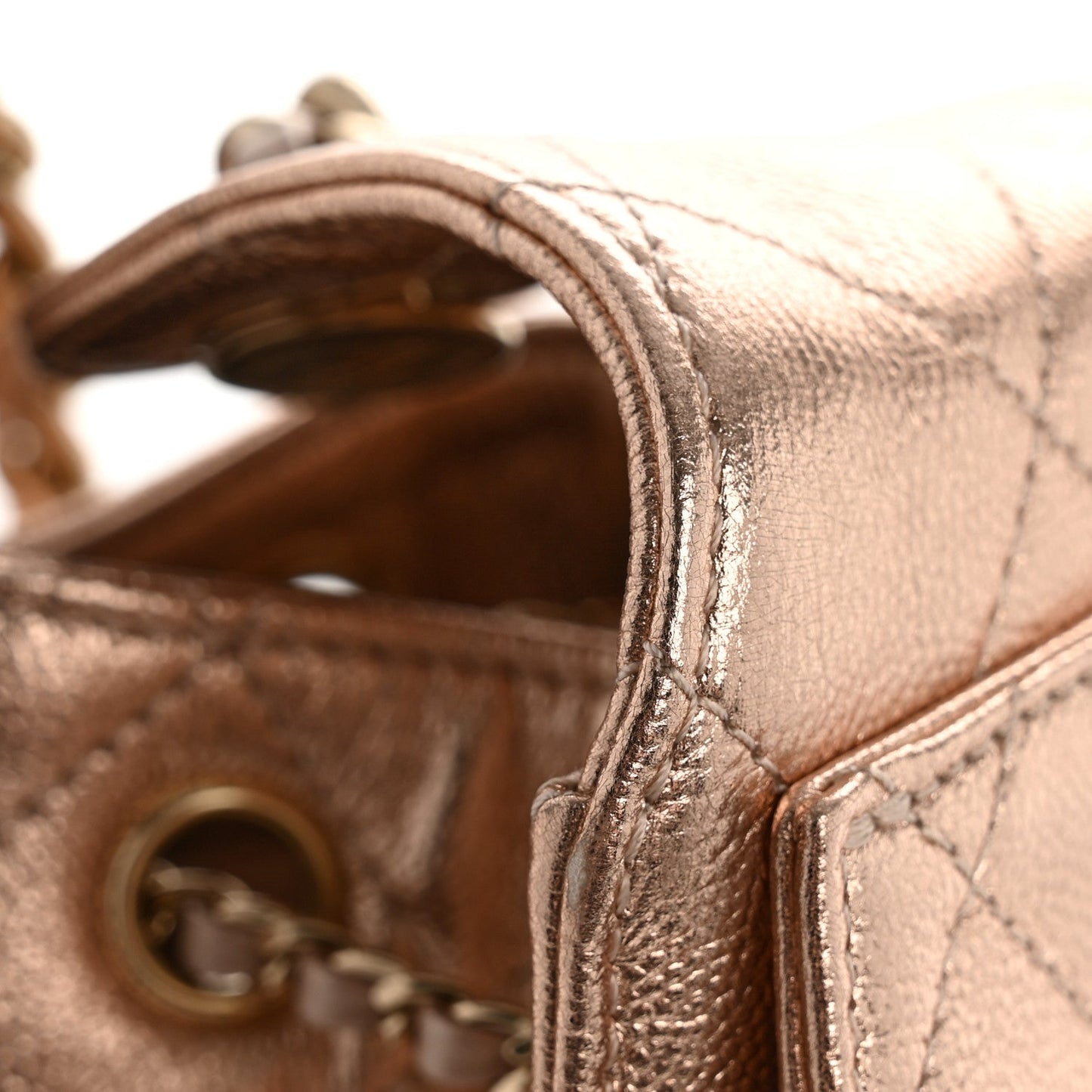 Metallic Caviar Quilted Small Chanel 25 Handbag Copper