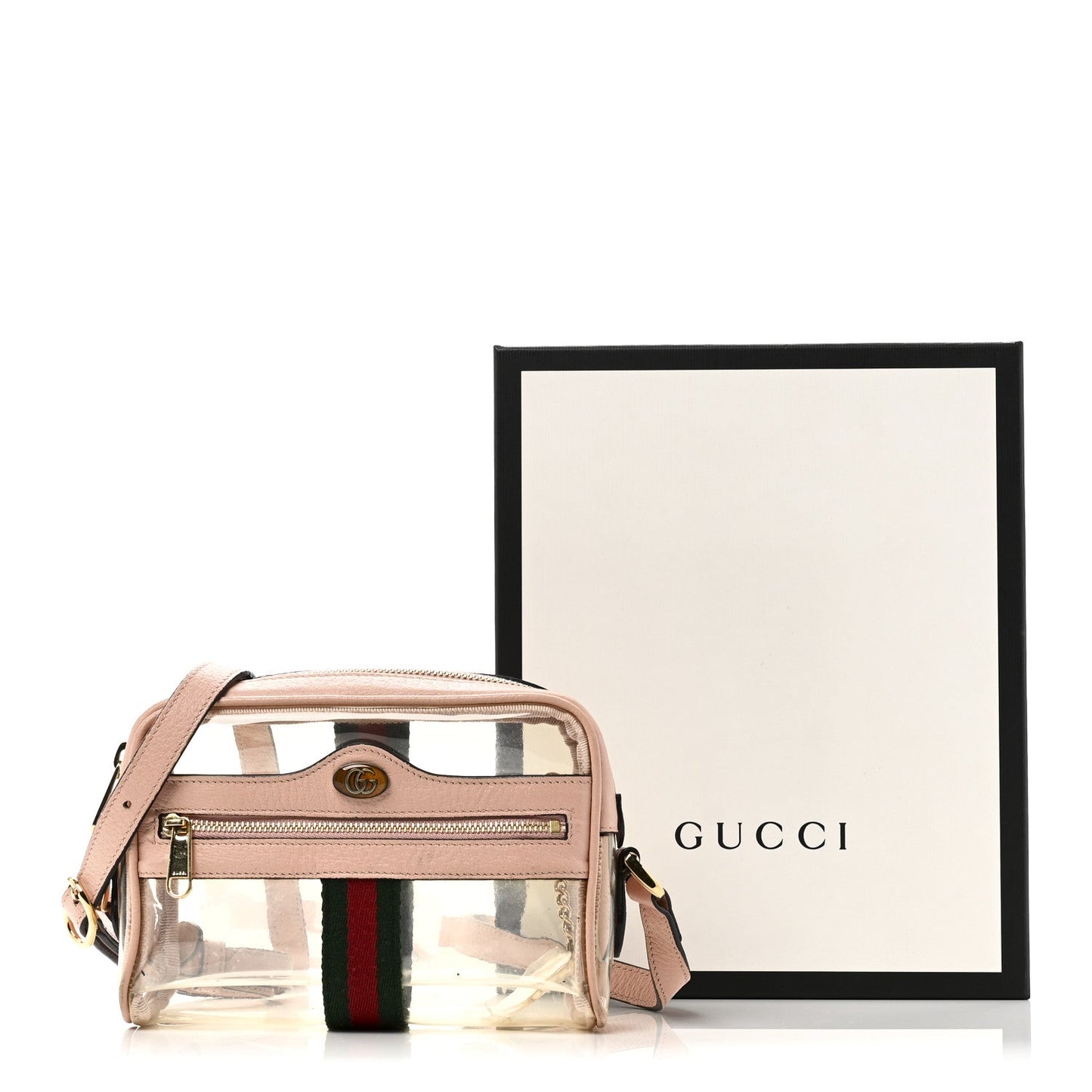 Vinyl Web Mini Ophidia Transparent Shoulder Bag Perfect Pink
