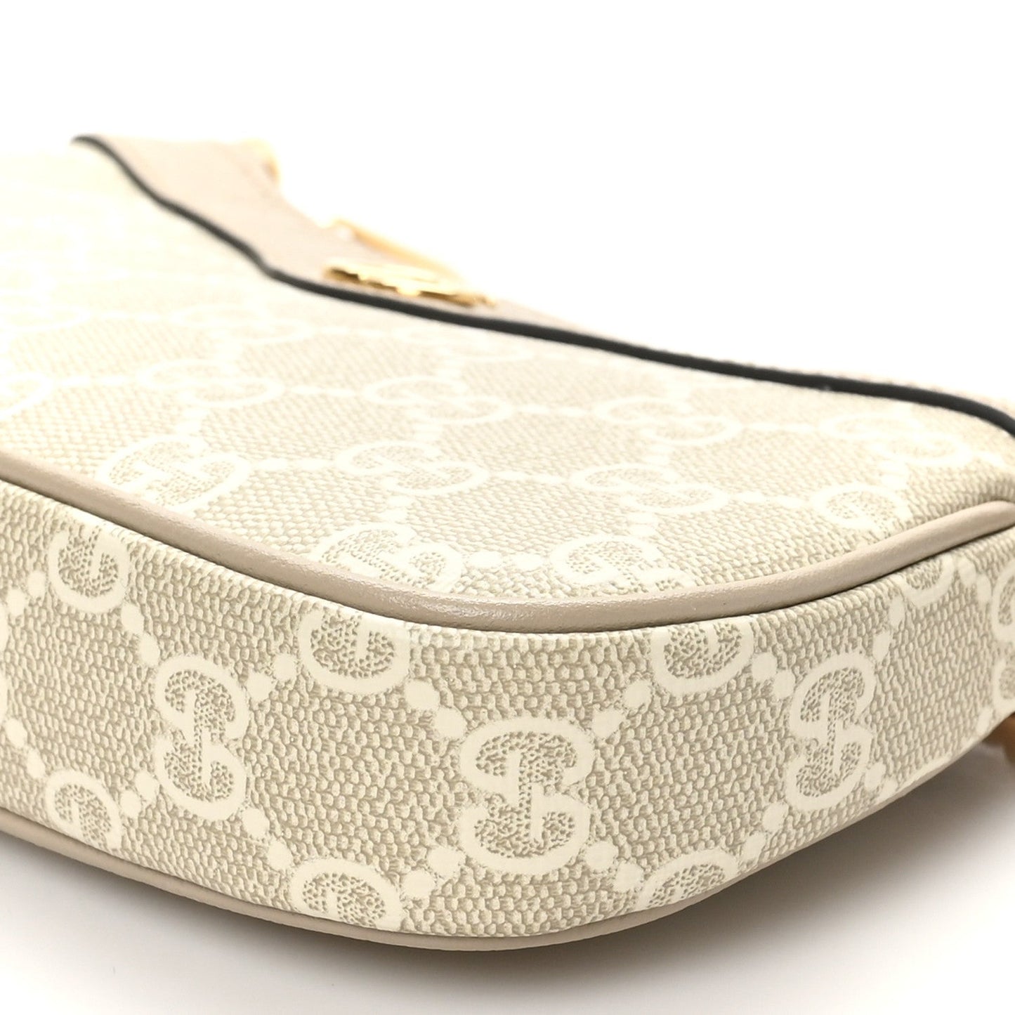 GG Supreme Monogram Textured Dollar Calfskin Web Mini Ophidia GG Handbag Beige Mystic White Oatmeal