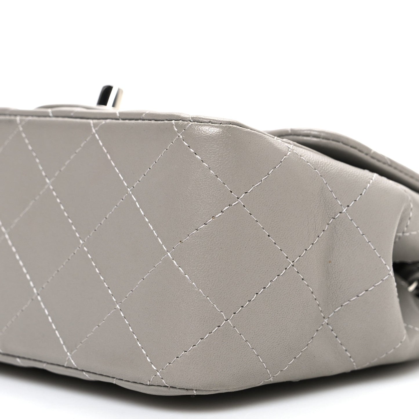 Lambskin Quilted Mini Square Flap Grey