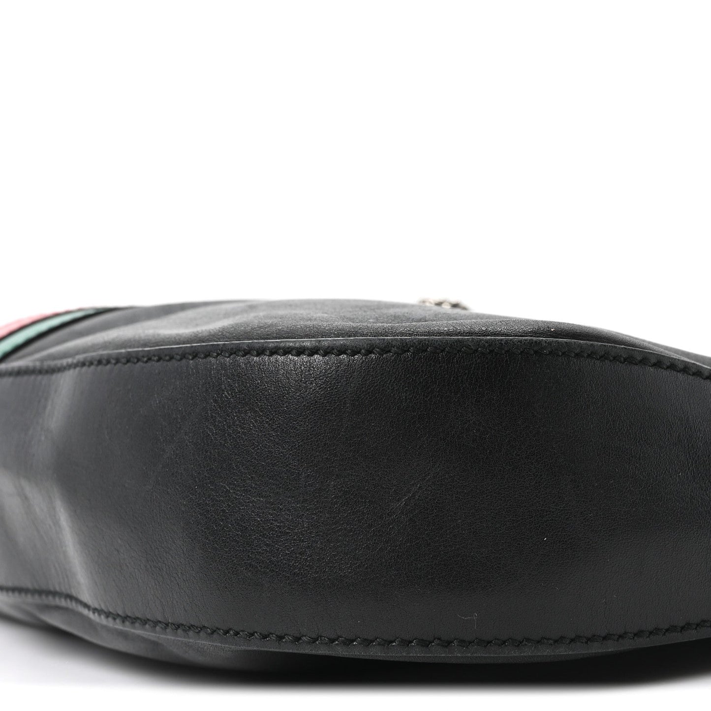 Calfskin Web Stripe Medium Dionysus Hobo Black
