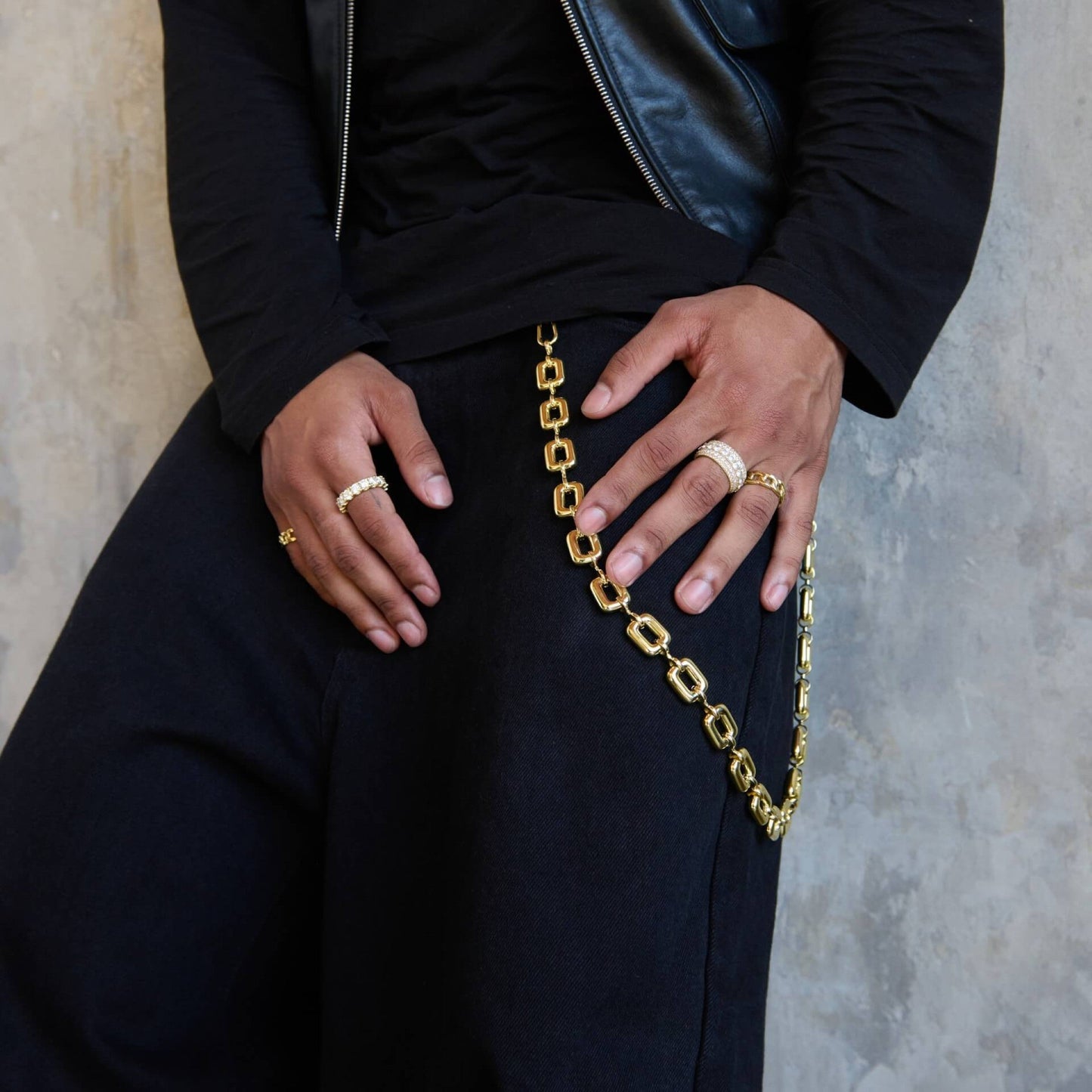 Square Link Pant Chain in Yellow Gold - 15MM