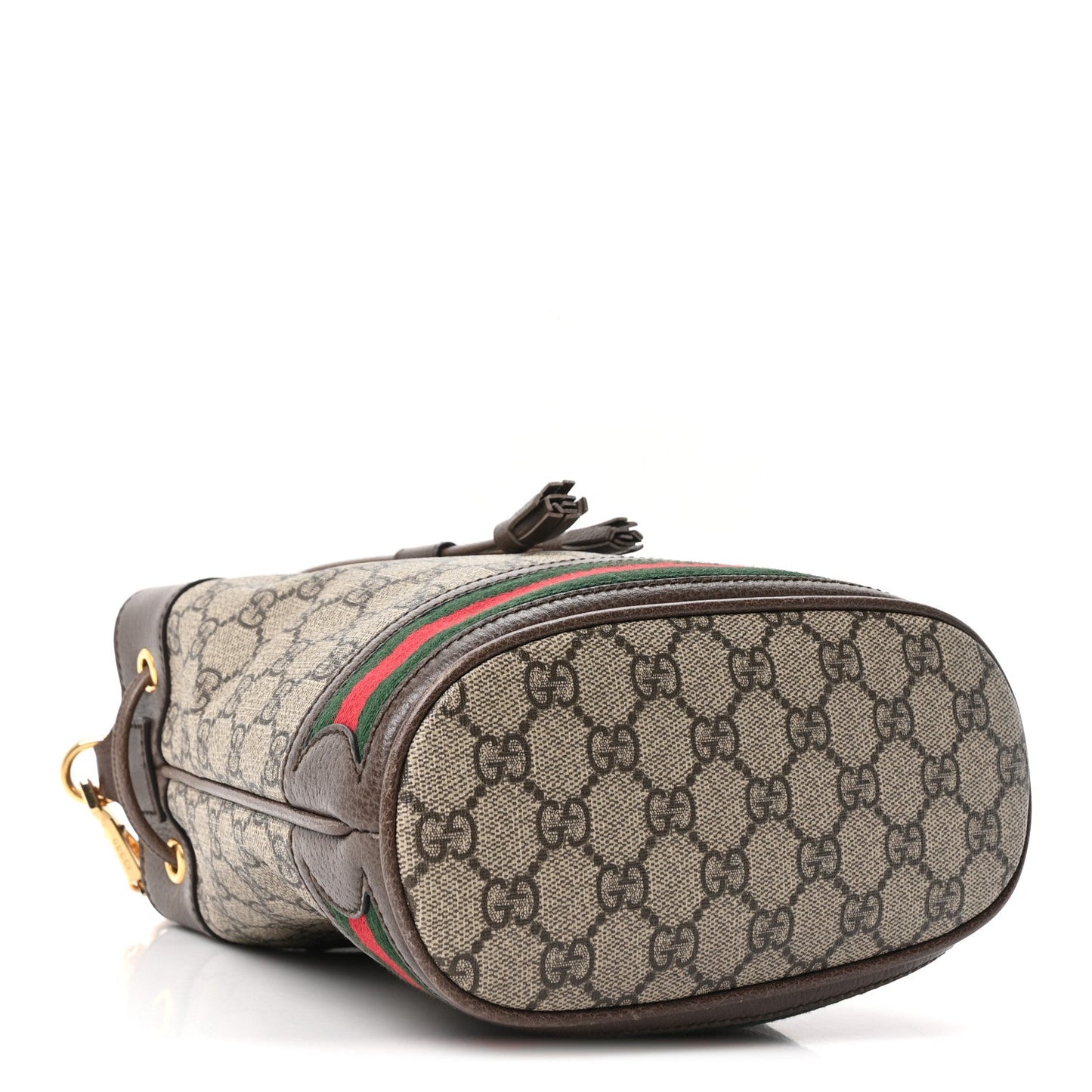 GG Supreme Monogram Web Small Ophidia Bucket Bag Brown