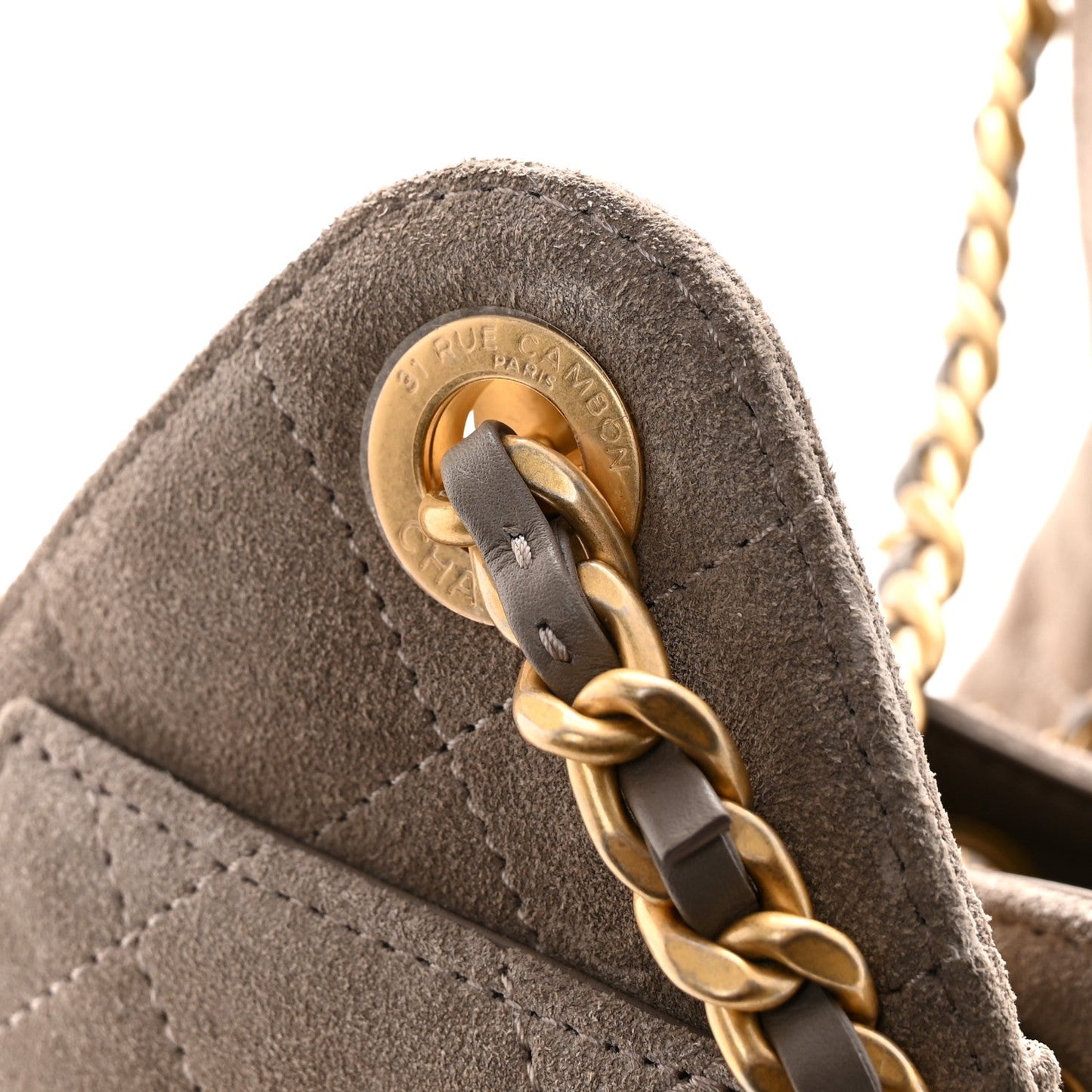 Suede Quilted Mini Chanel 25 Handbag Dark Grey