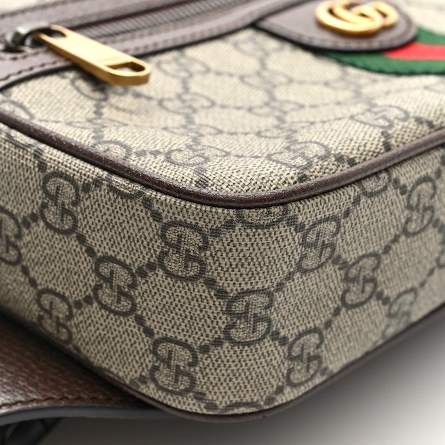 Soft GG Supreme Monogram Medium Ophidia Belt Bag Dark Brown