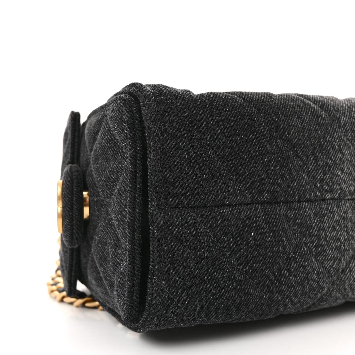 Washed Denim Quilted Mini Chanel 25 Handbag Black