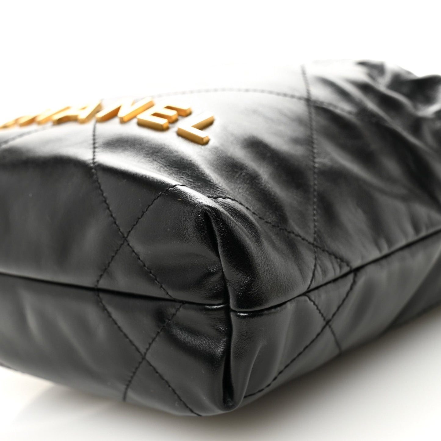 Shiny Calfskin Quilted Mini Chanel 22 Black
