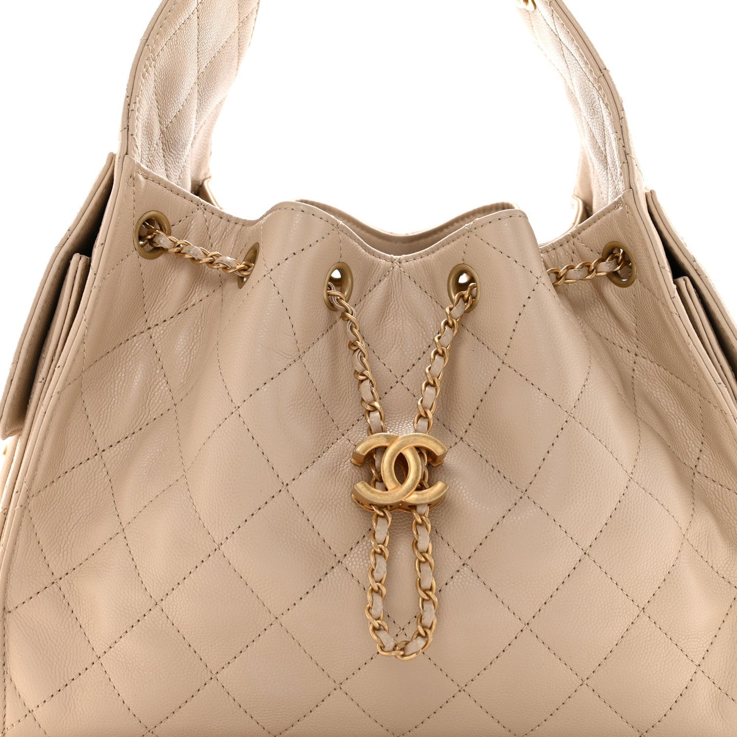Caviar Quilted Small Chanel 25 Handbag Beige